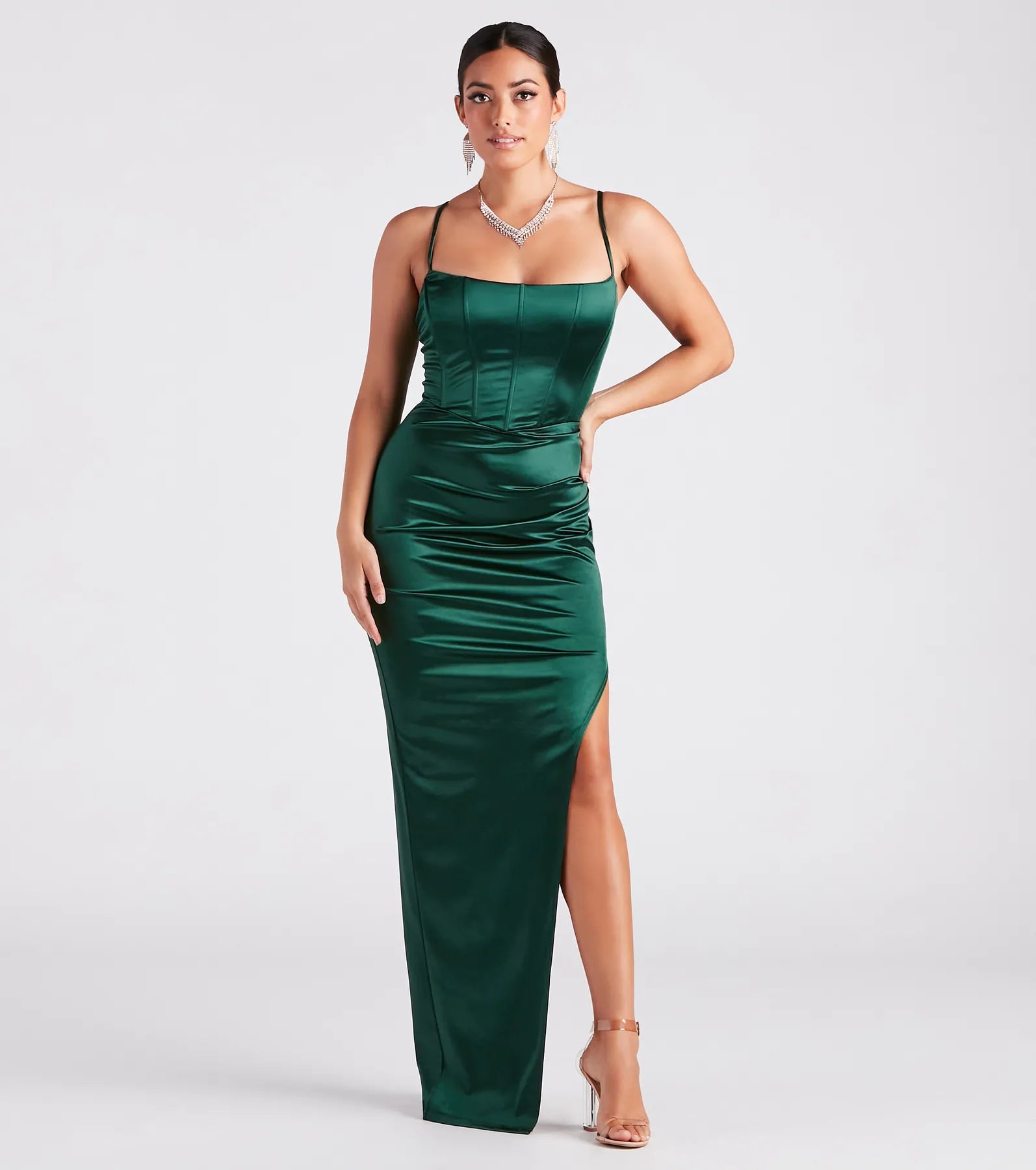 Helena Premium Satin Corset Evening Dress