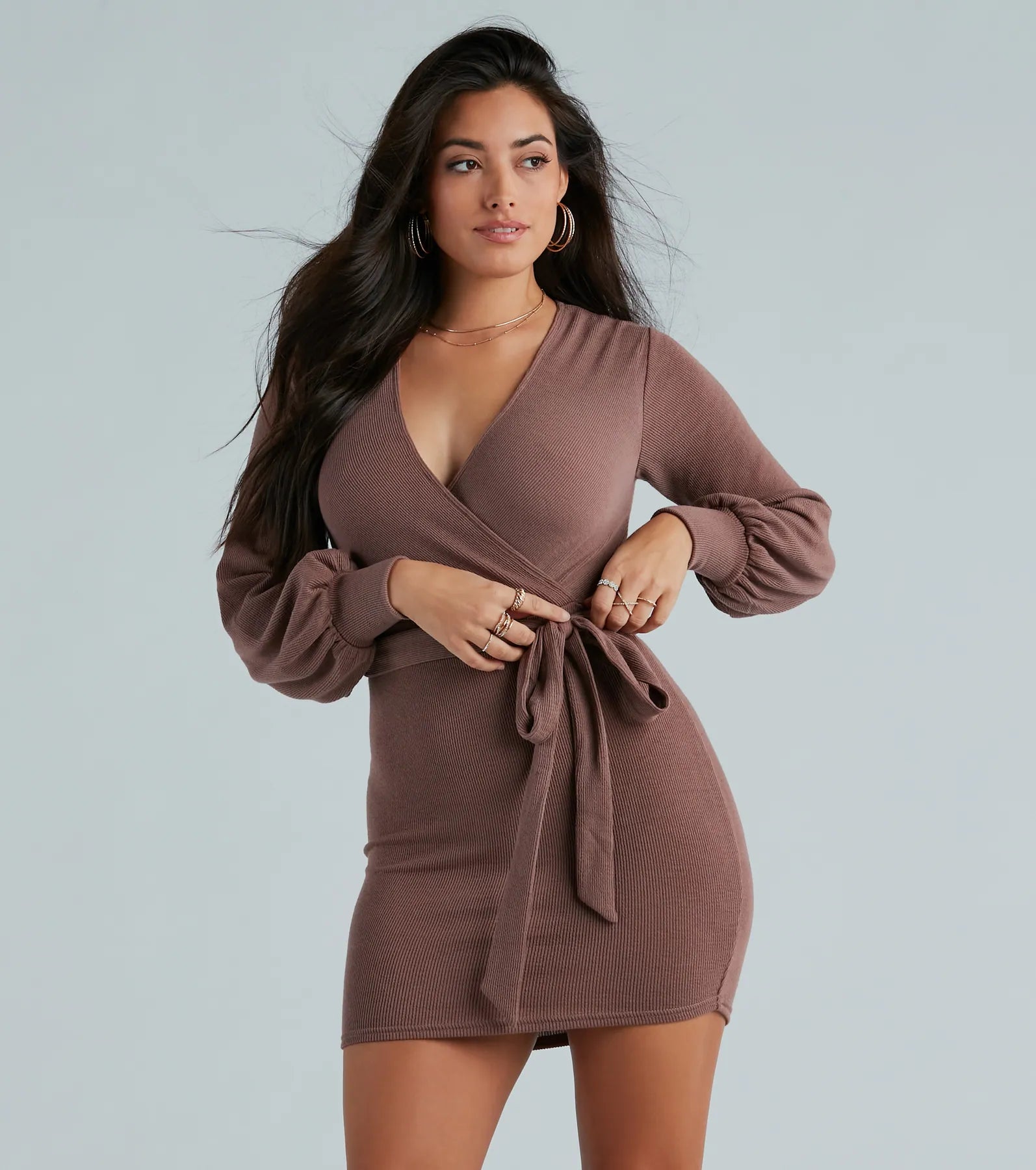 Ultimate City Stroll Surplice Tie-Waist Mini Dress