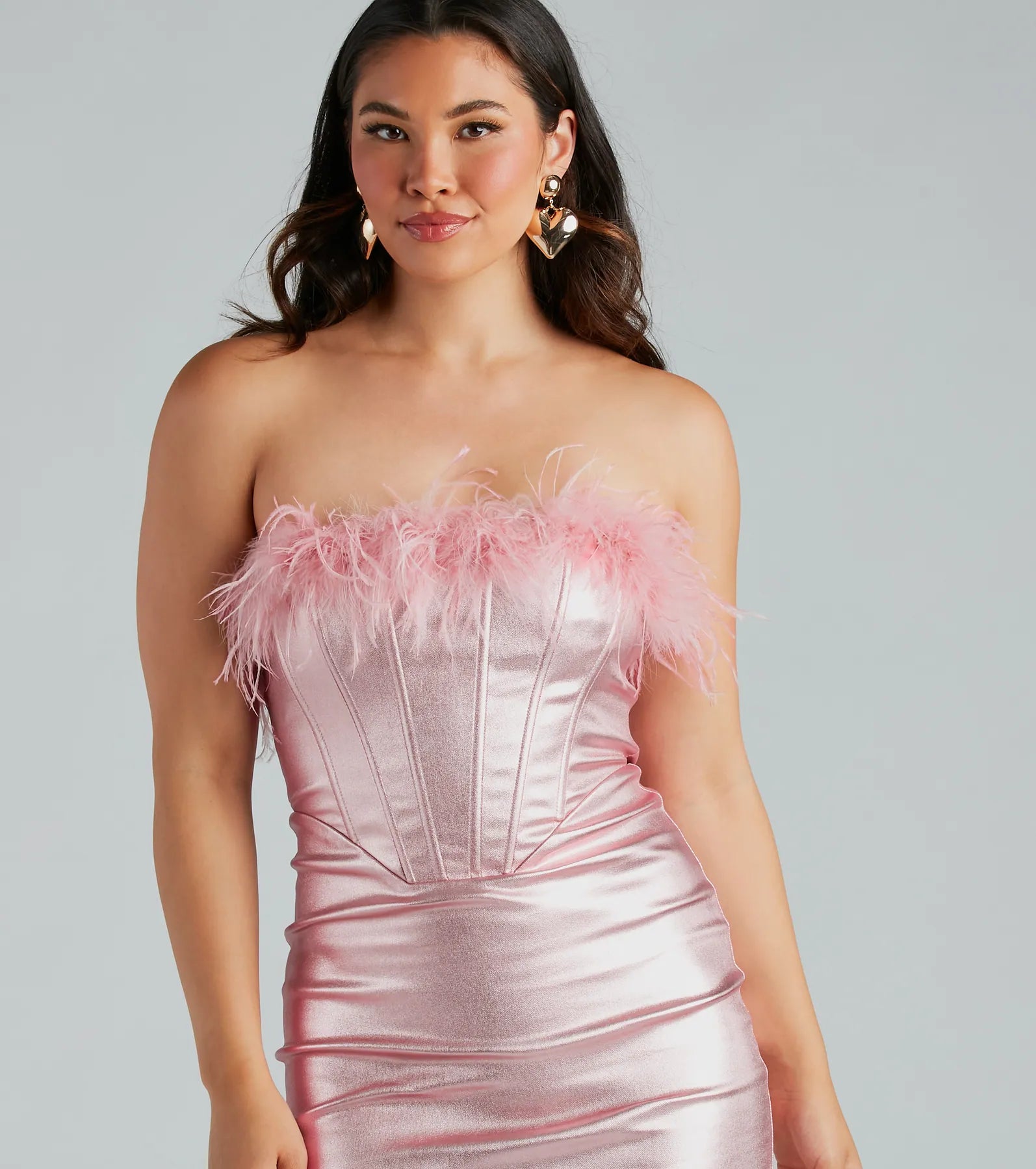 Ultimate Glamour: Ally Metallic Marabou Feather Party Dress