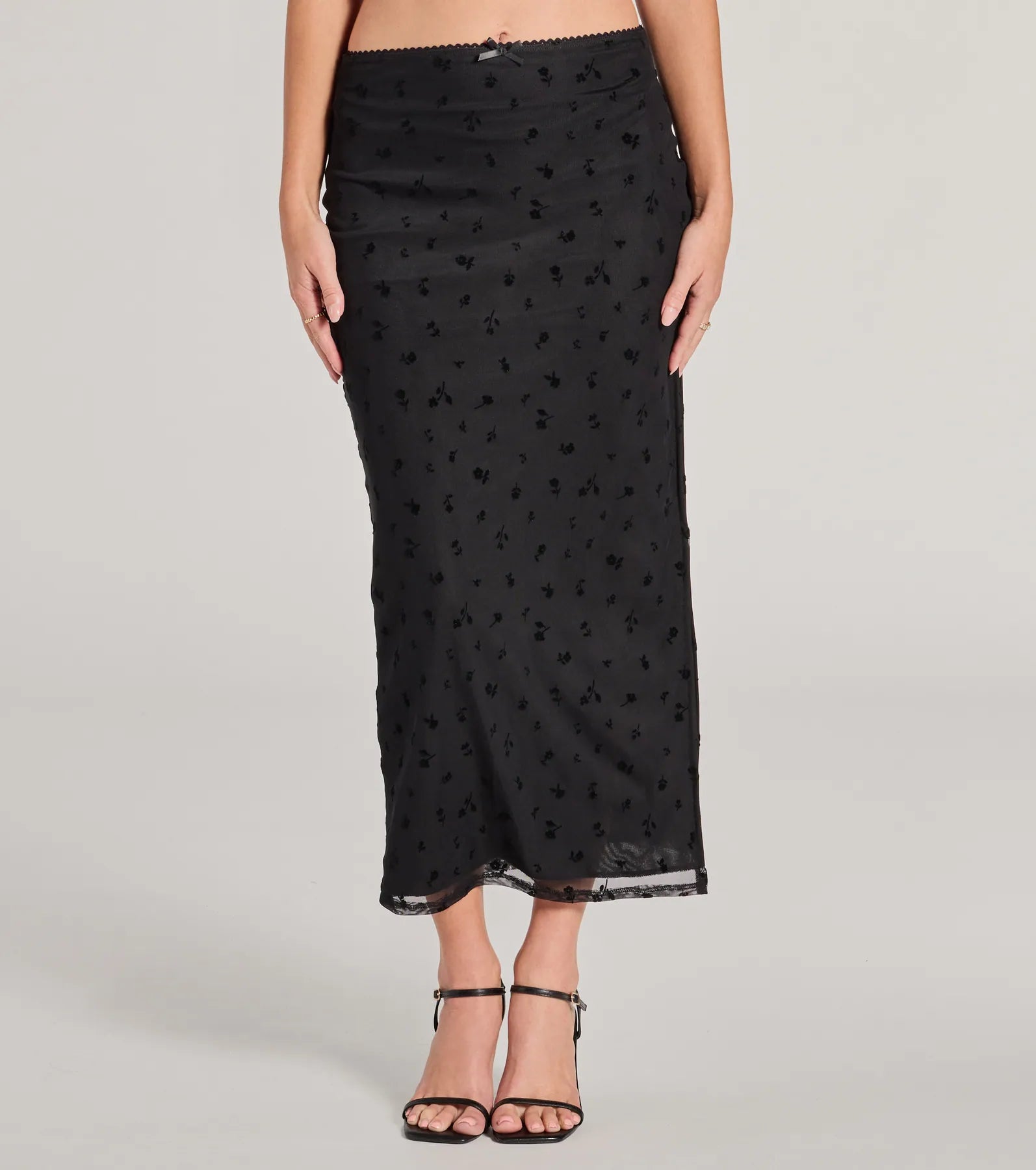 Ultimate Evening Perfection High-Rise Flocked Floral Maxi Skirt