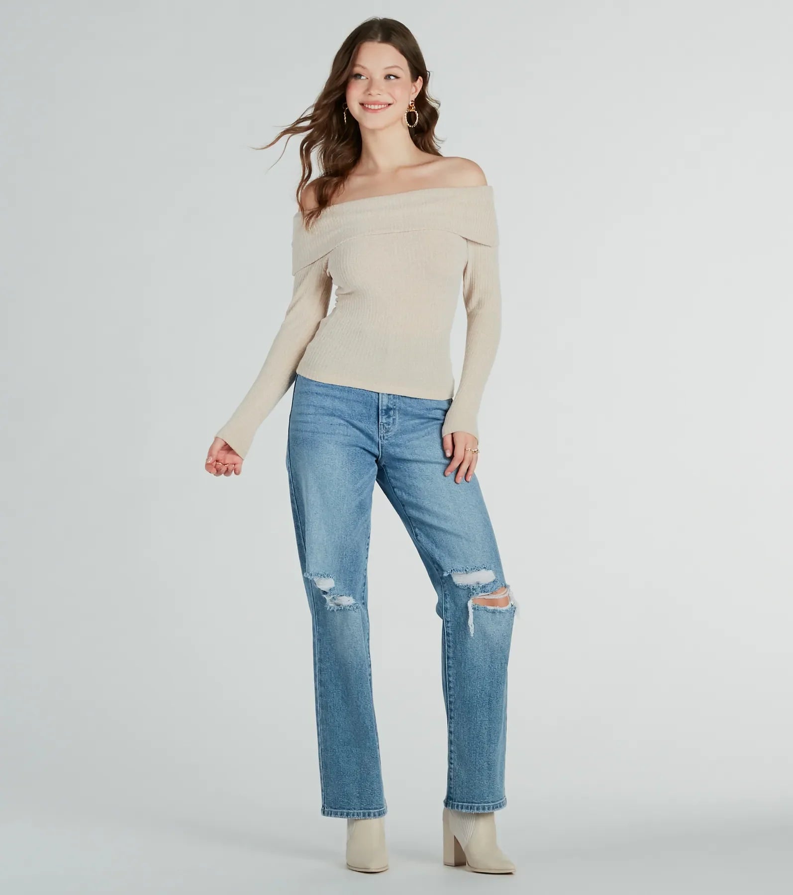 Ultimate Chic Off-The-Shoulder Long Sleeve Top - Elevate Your Style