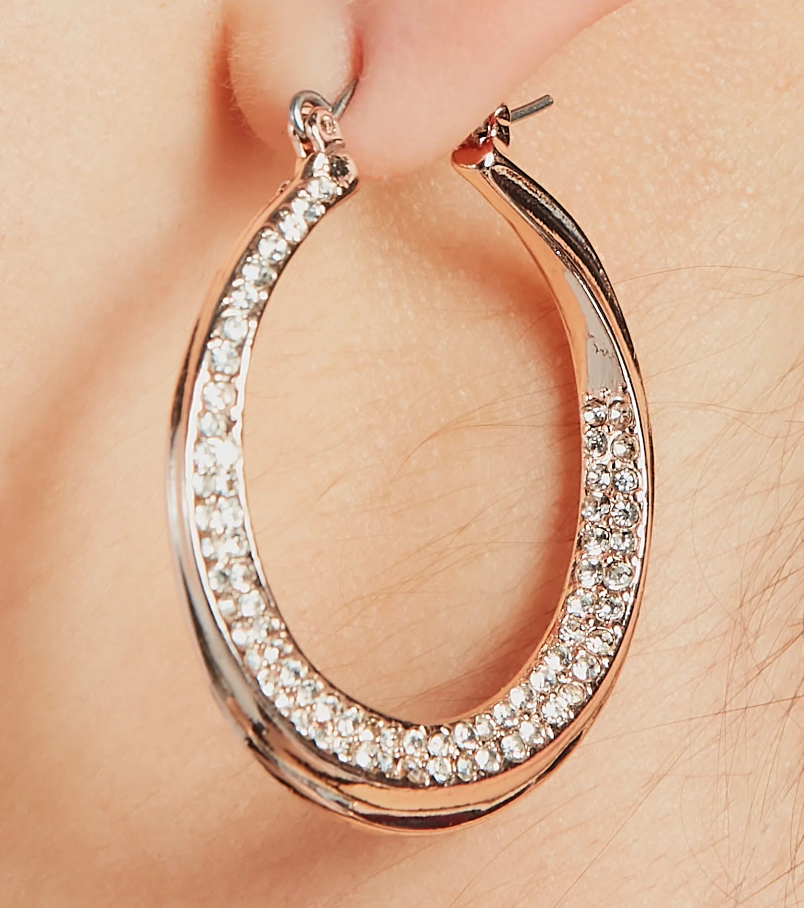 Premium Luxe Obsession Rhinestone Hoop Earrings - Ultimate Glam