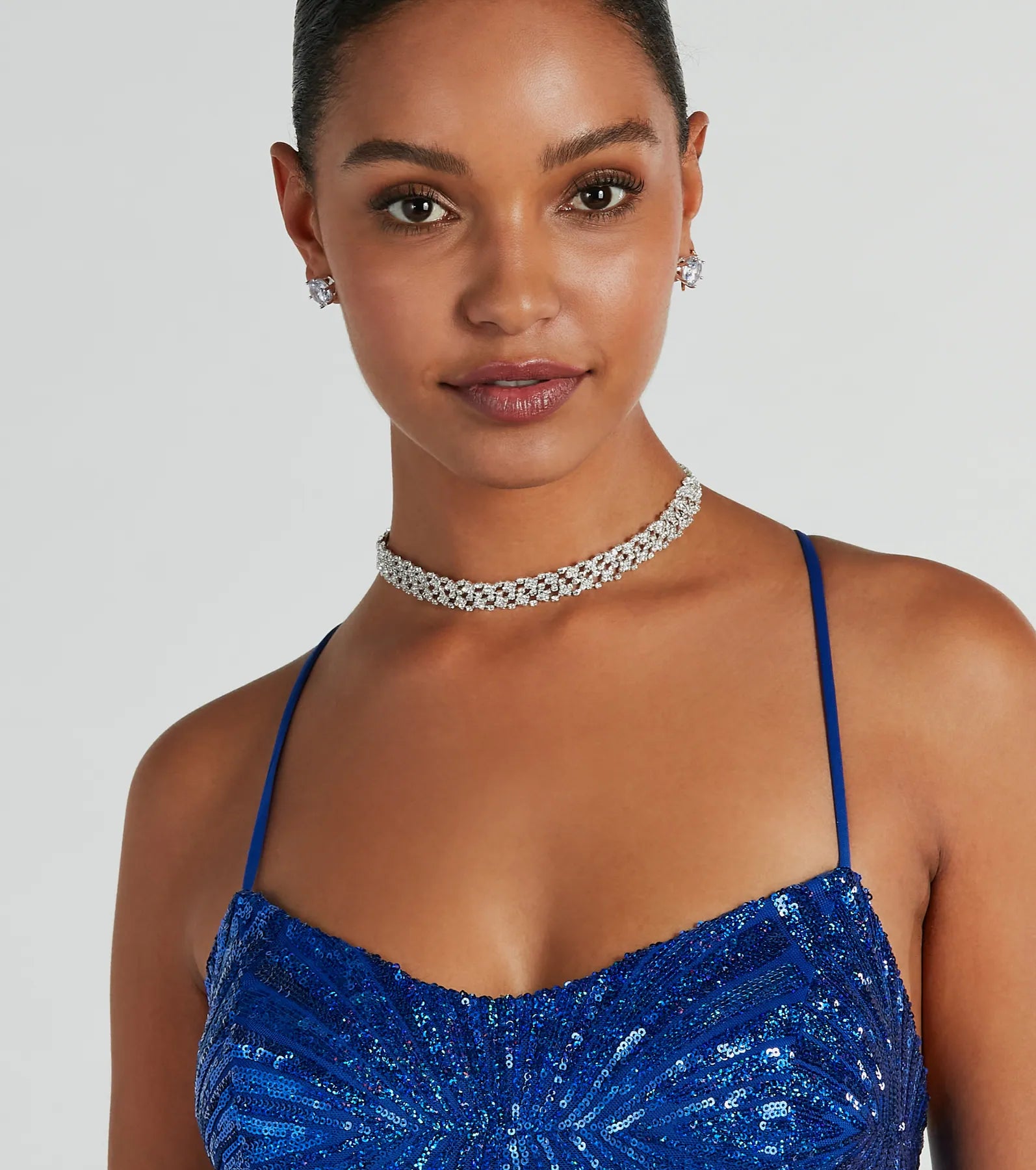 Ultimate Luxe Rhinestone Choker Necklace - Asymmetric Elegance