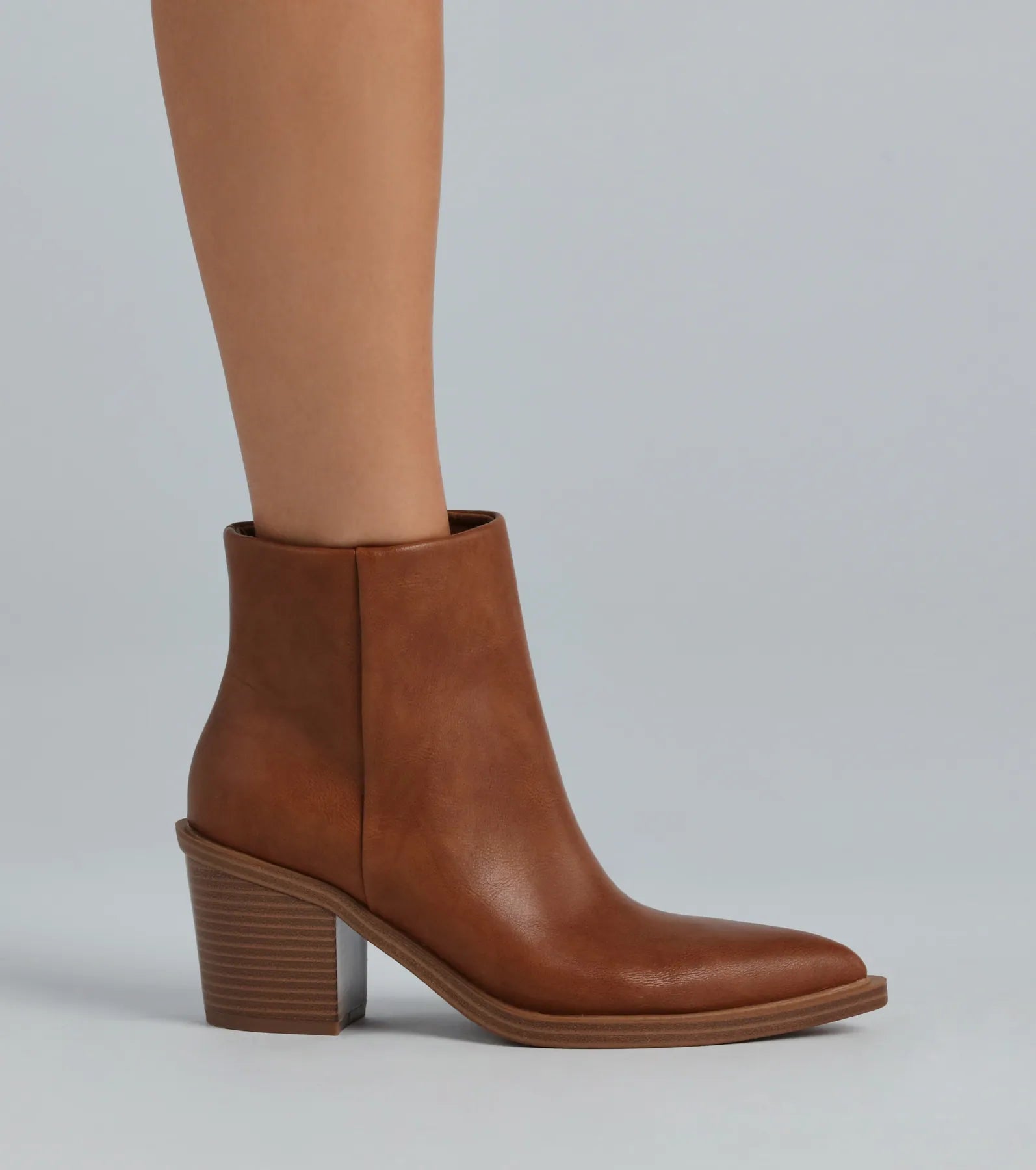 Ultimate Faux Leather Block Heel Booties - Stylish & Comfortable