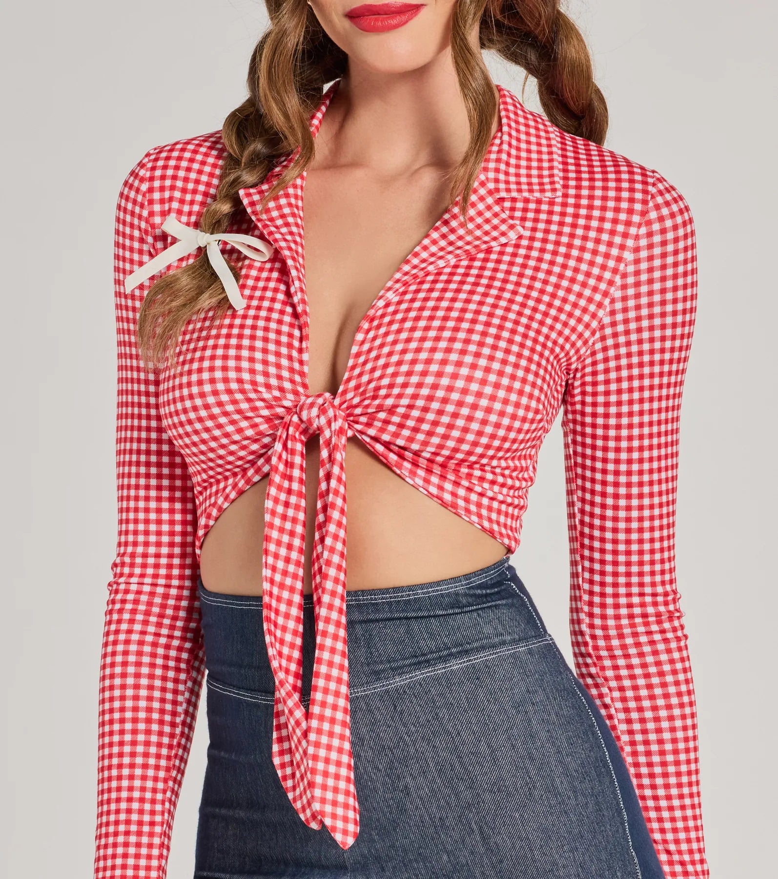 Ultimate Rodeo Cowgirl Gingham Tie-Front Romper - Western Style