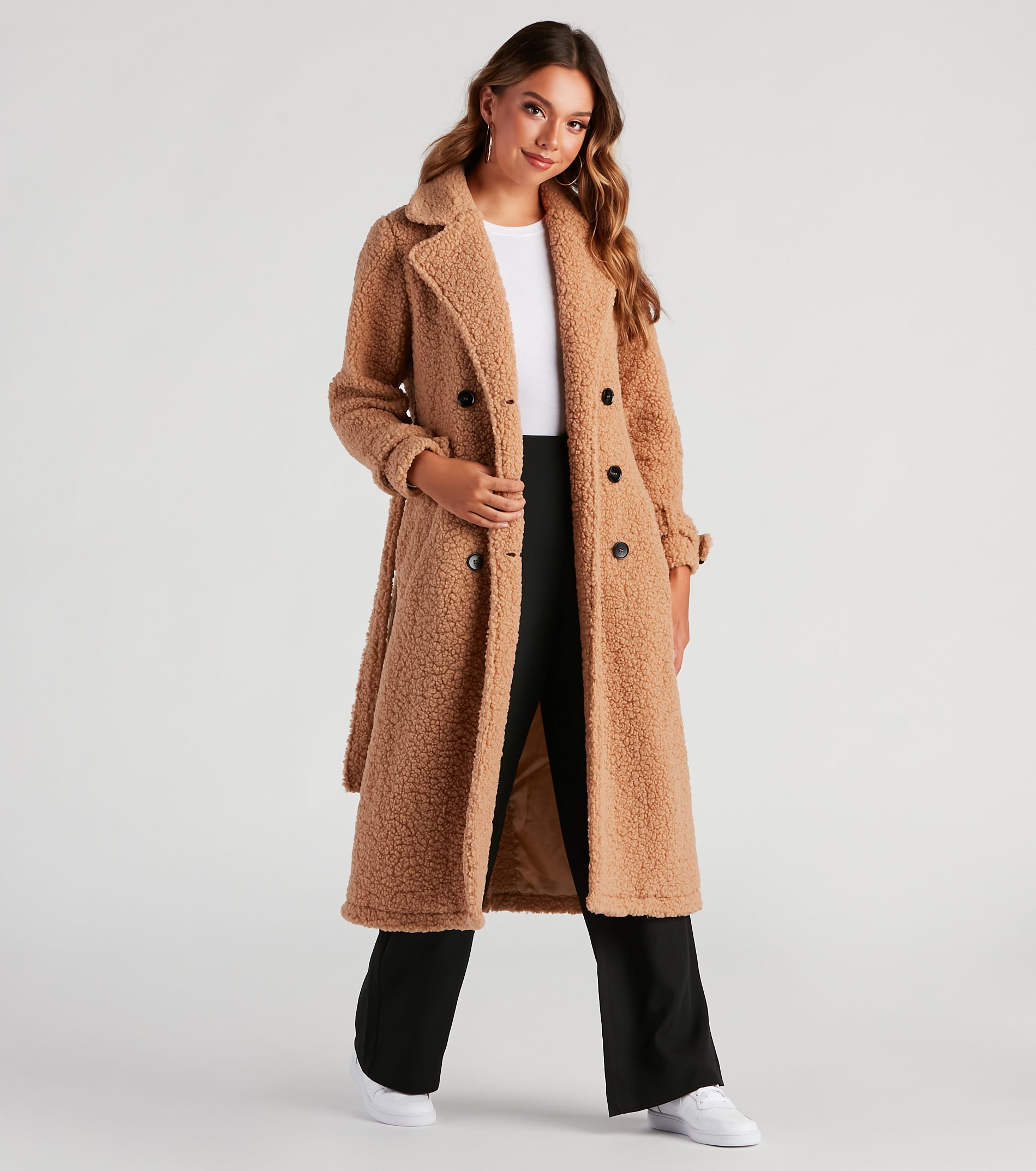 Ultimate Locking Knit Sherpa Trench Coat - Premium Long Fit