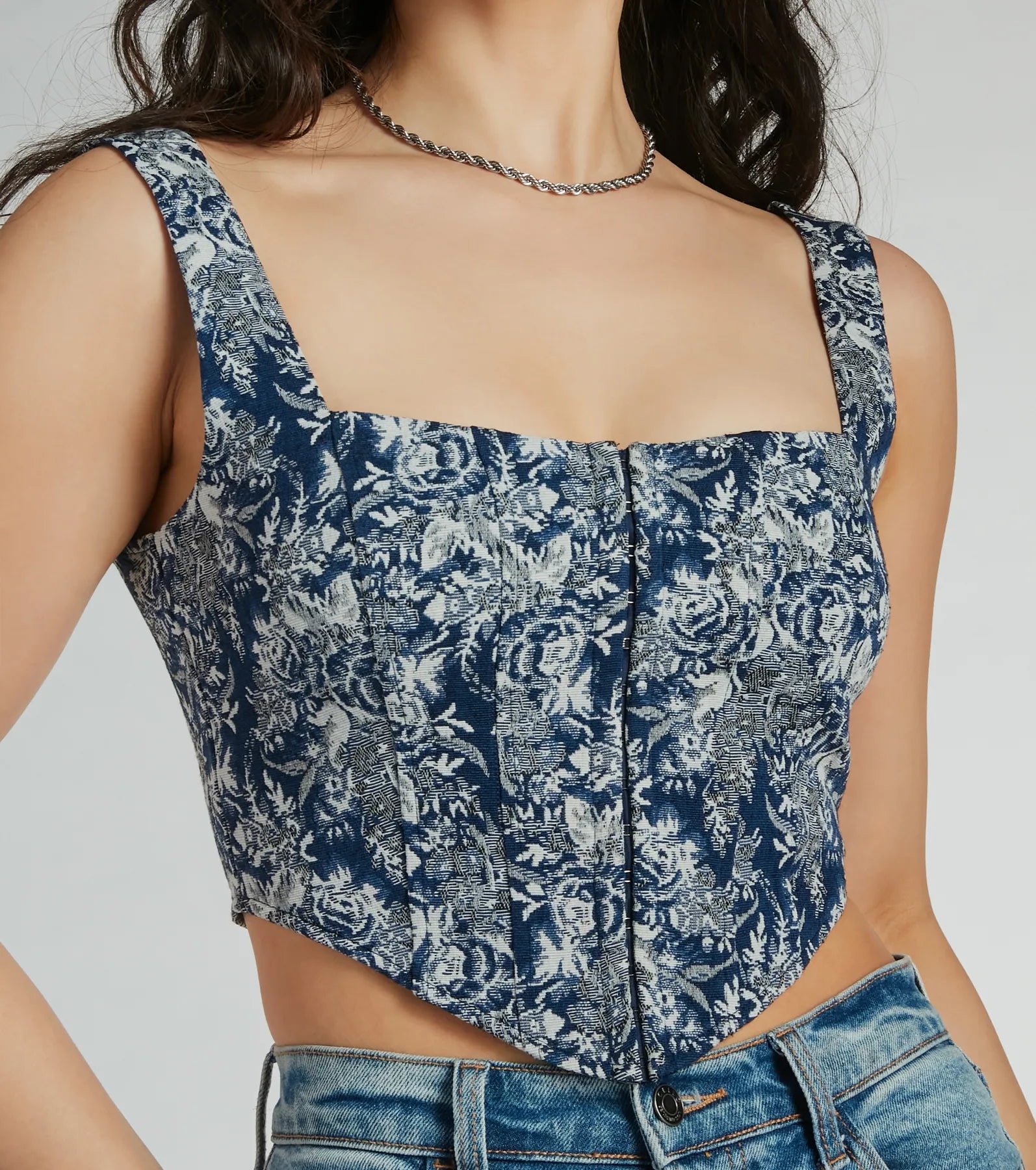 Premium Sleeveless Jacquard Corset Top - Ultimate Style Statement