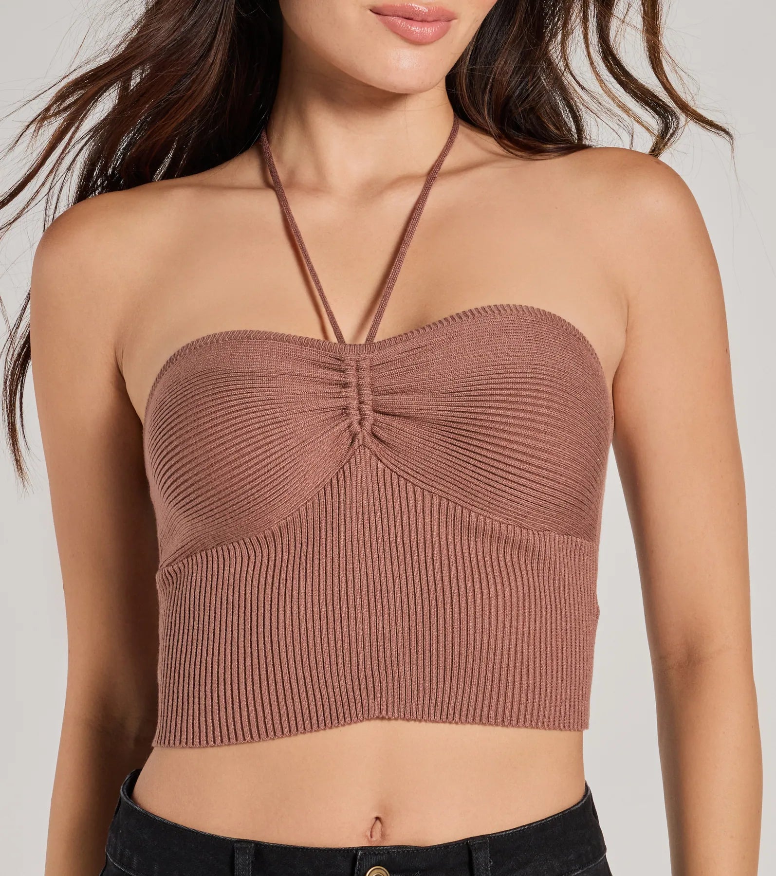 Ultimate Chic Halter Rib Knit Crop Top