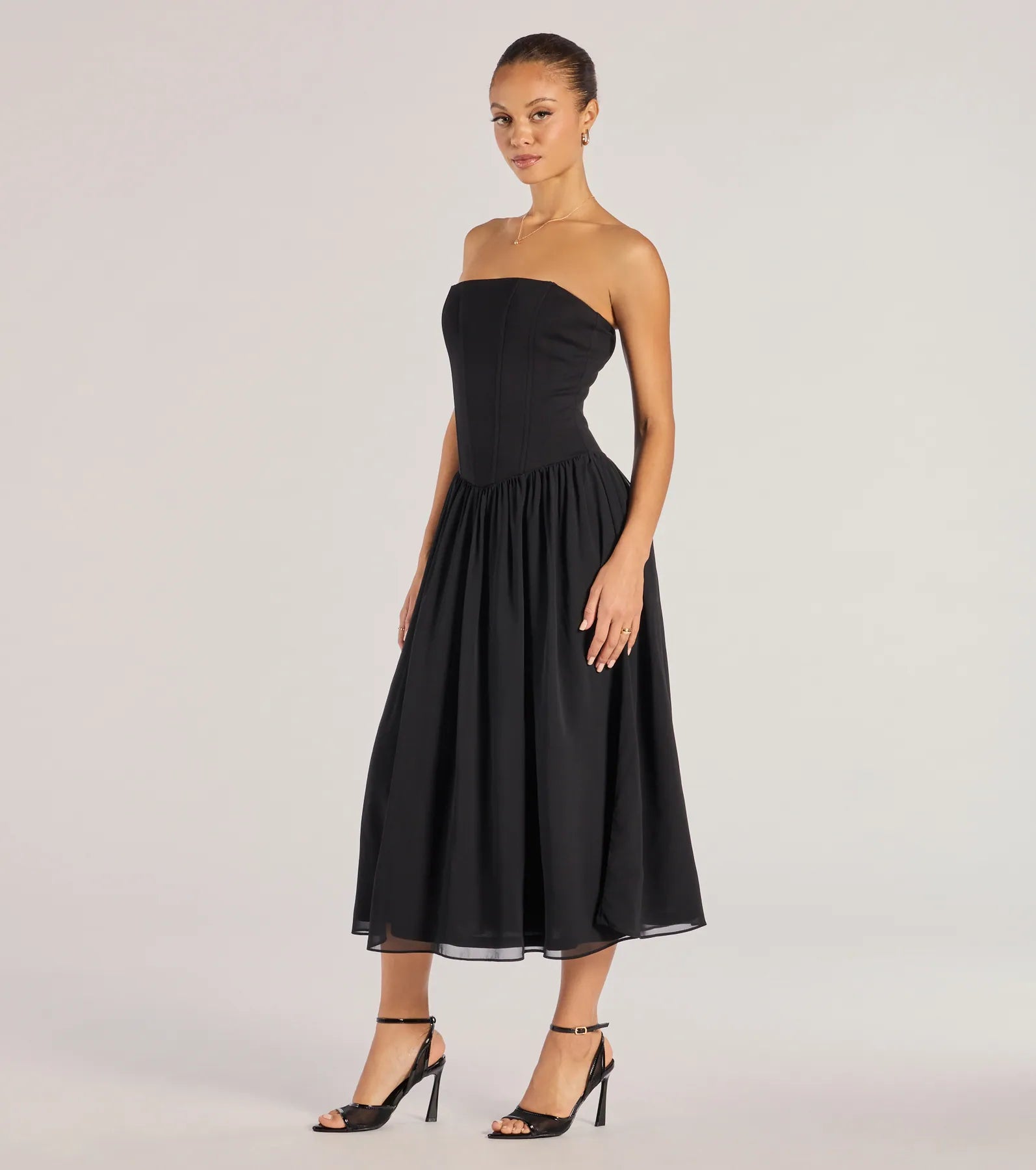 Ultimate Elegance Drop Waist A-Line Midi Dress