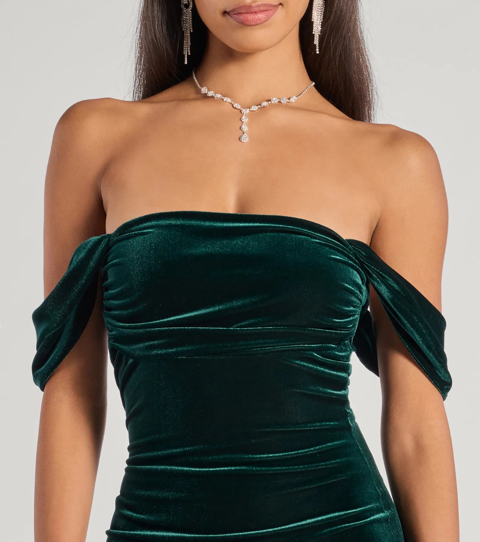 Premium Velvet Off-The-Shoulder Midi Dress - Regal Moment