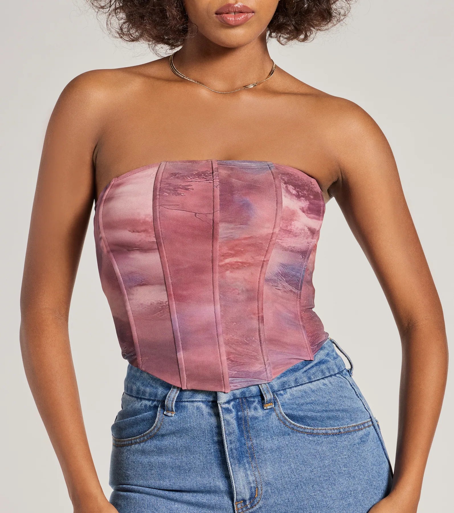 Ultimate Allure Abstract Mesh Strapless Bustier Top