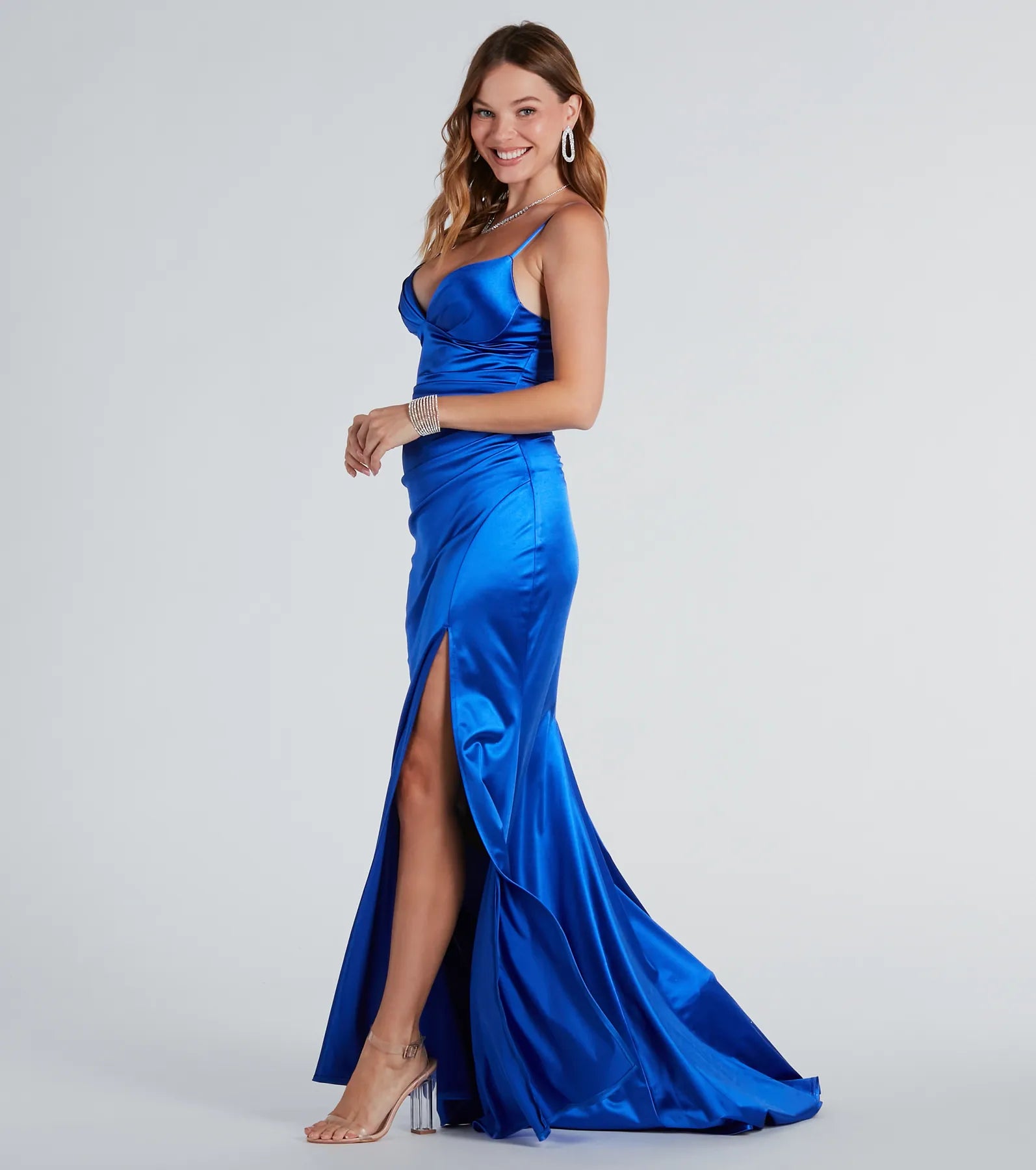 Jordyn Premium Satin Mermaid Gown with Elegant Train