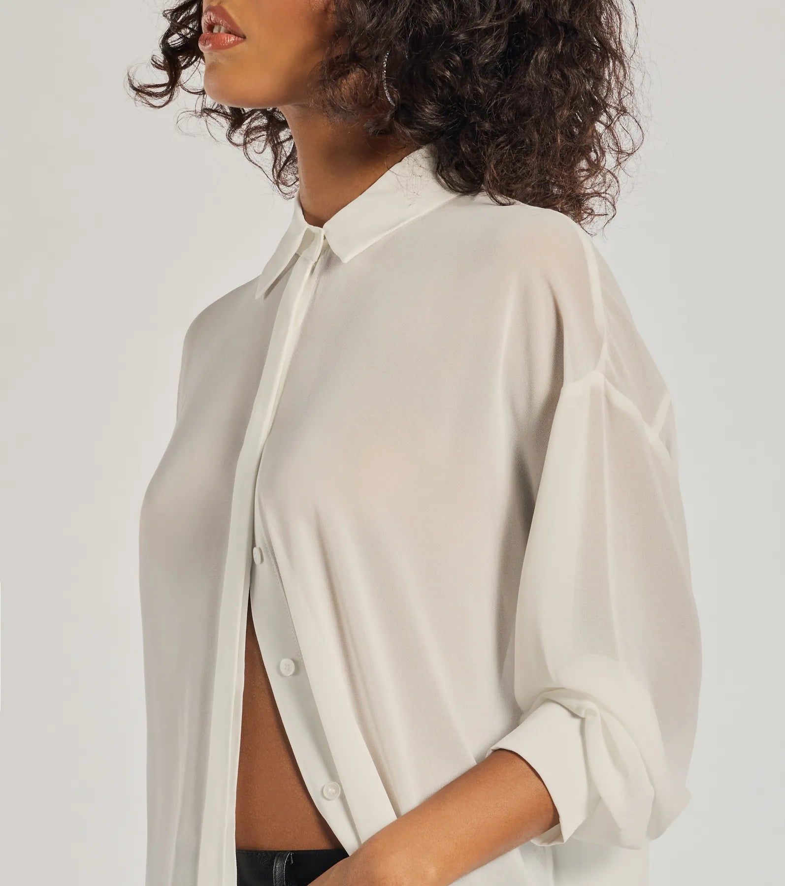 Ultimate Sheer Elegance Blouse - Long Sleeve & Collared