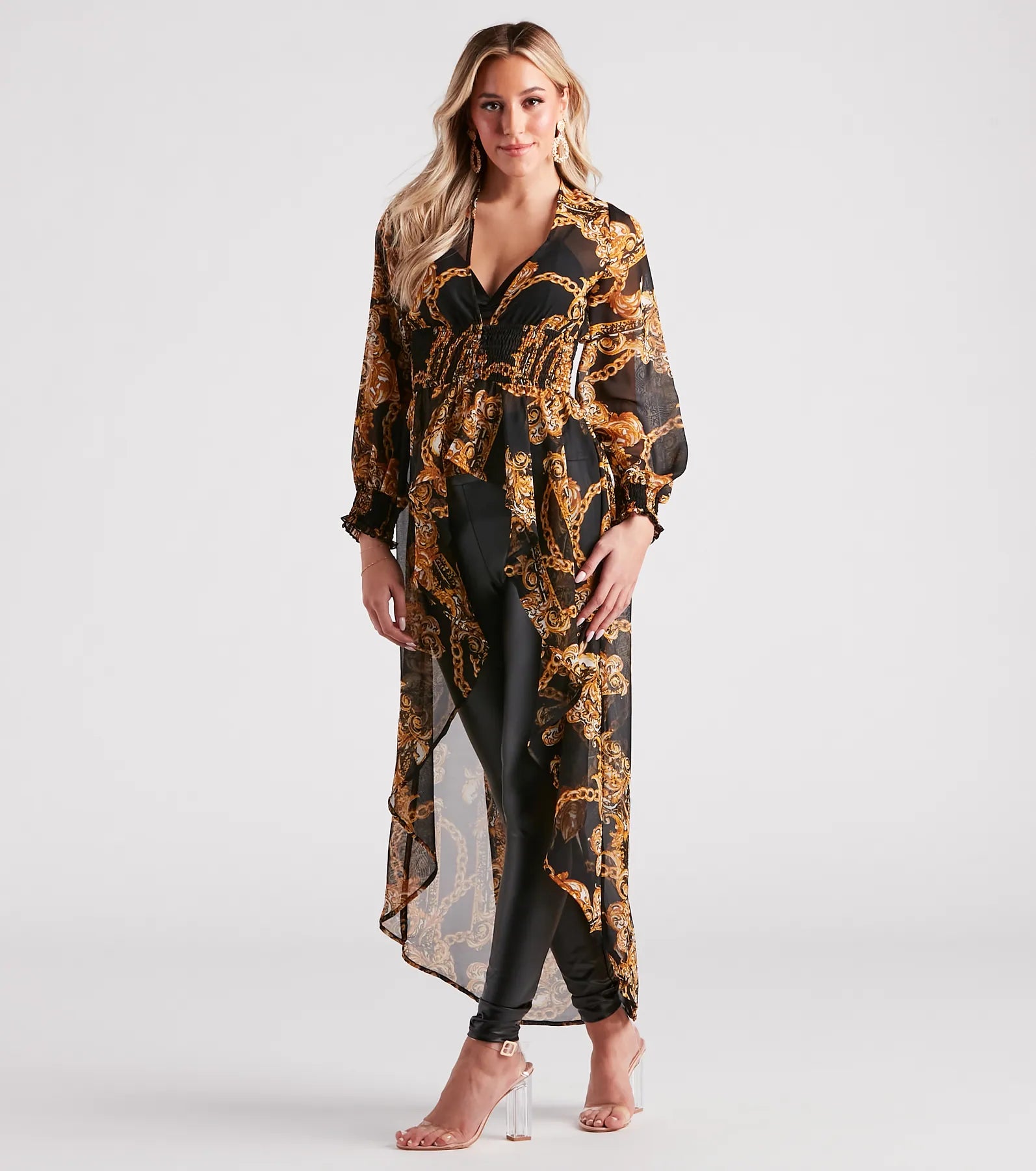 Ultimate Bold Babe Chain Print Chiffon Duster