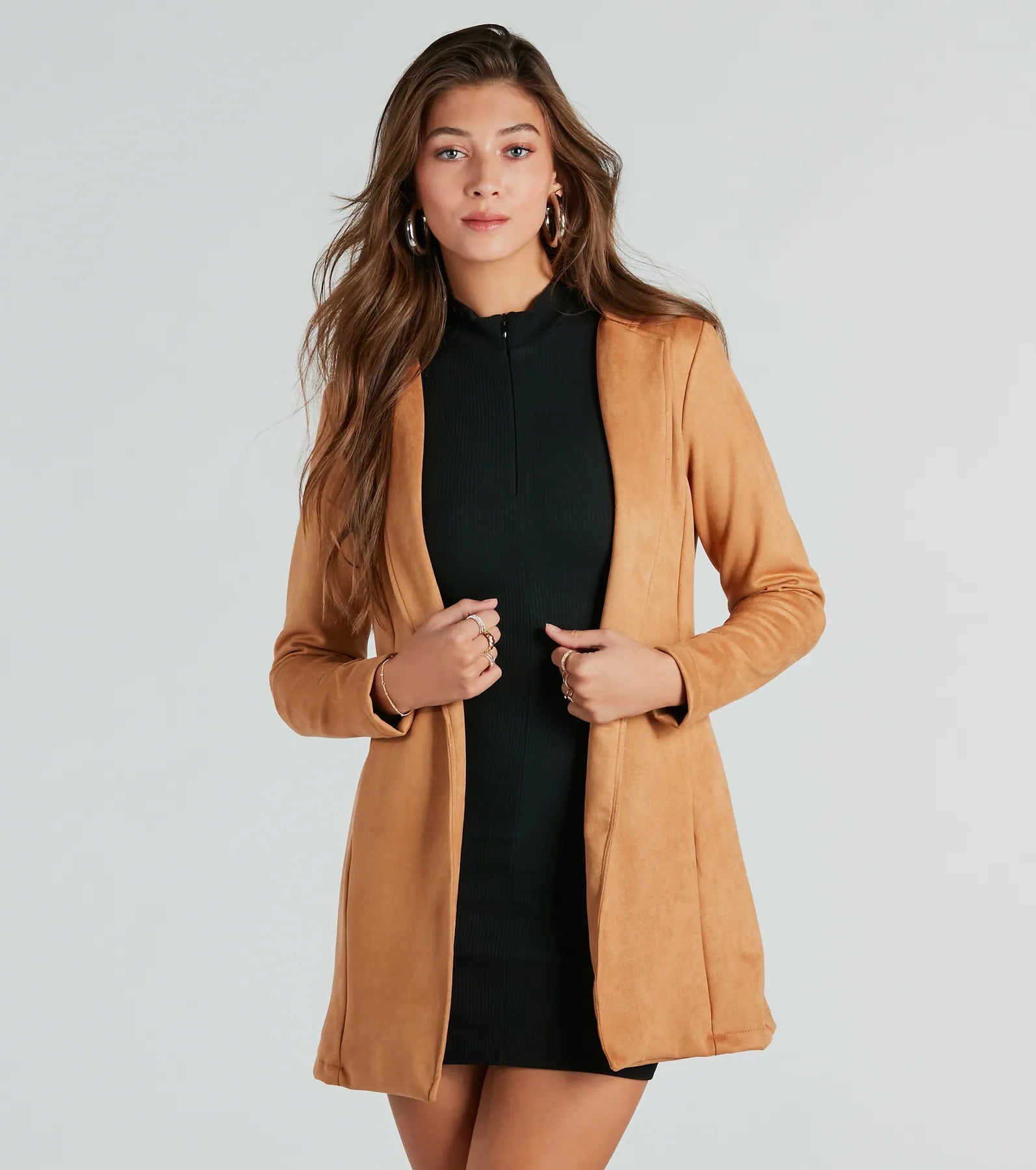 Premium Faux Suede Longline Blazer - Ultimate Style Upgrade