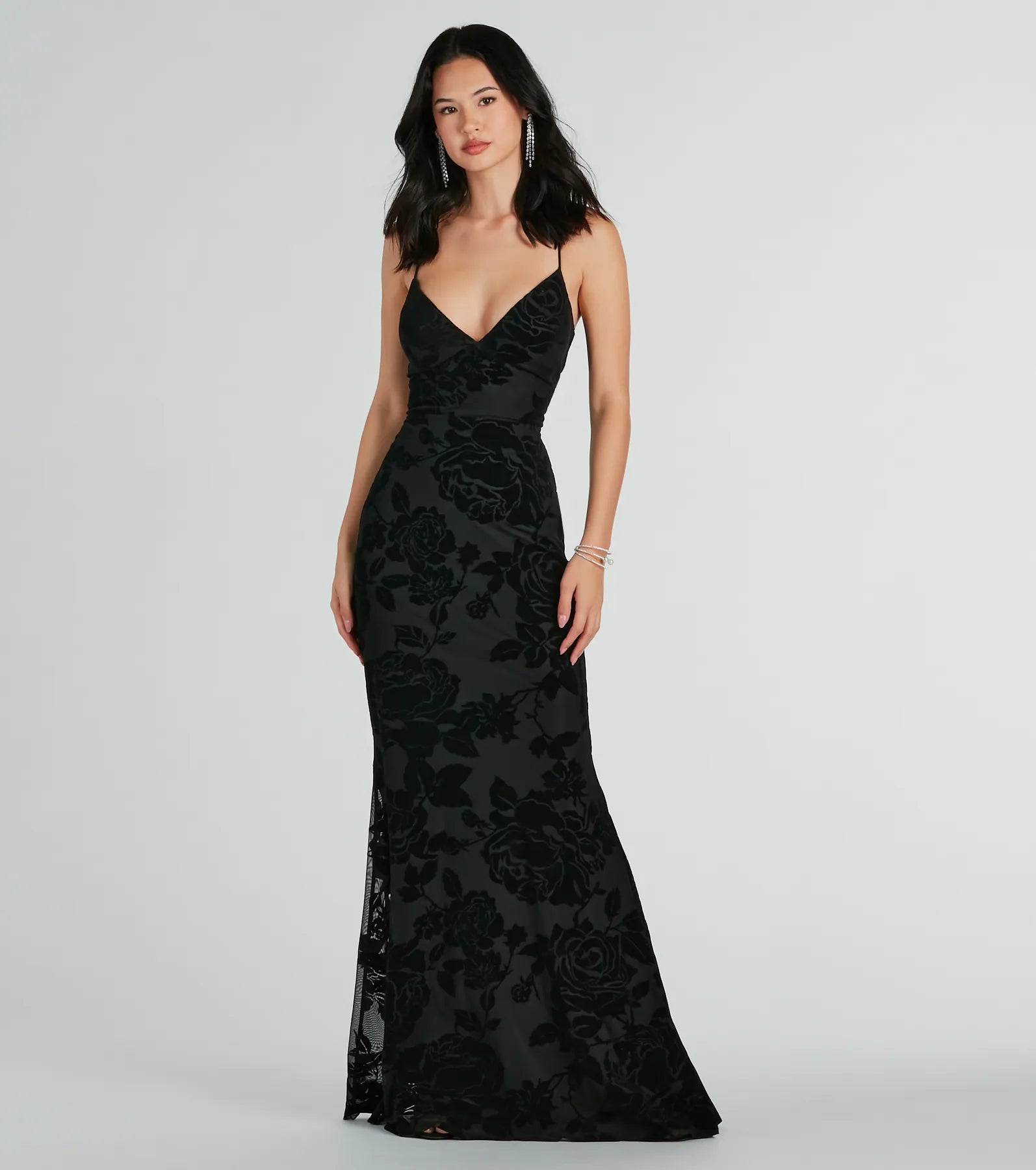 Aly Premium Velvet Lace-Up Mermaid Evening Gown