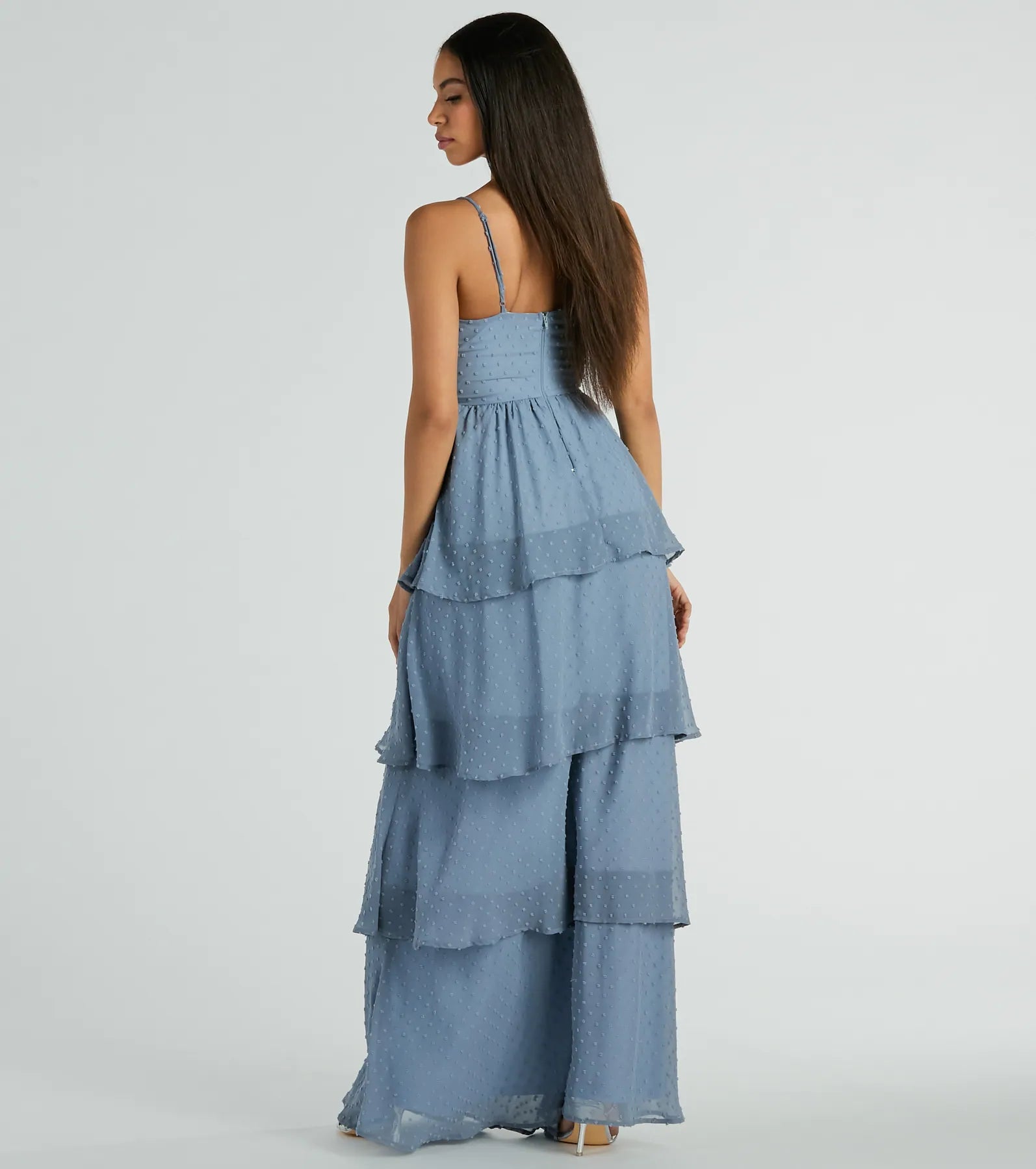 Premium Kasey V-Neck Ruffled A-Line Chiffon Formal Dress
