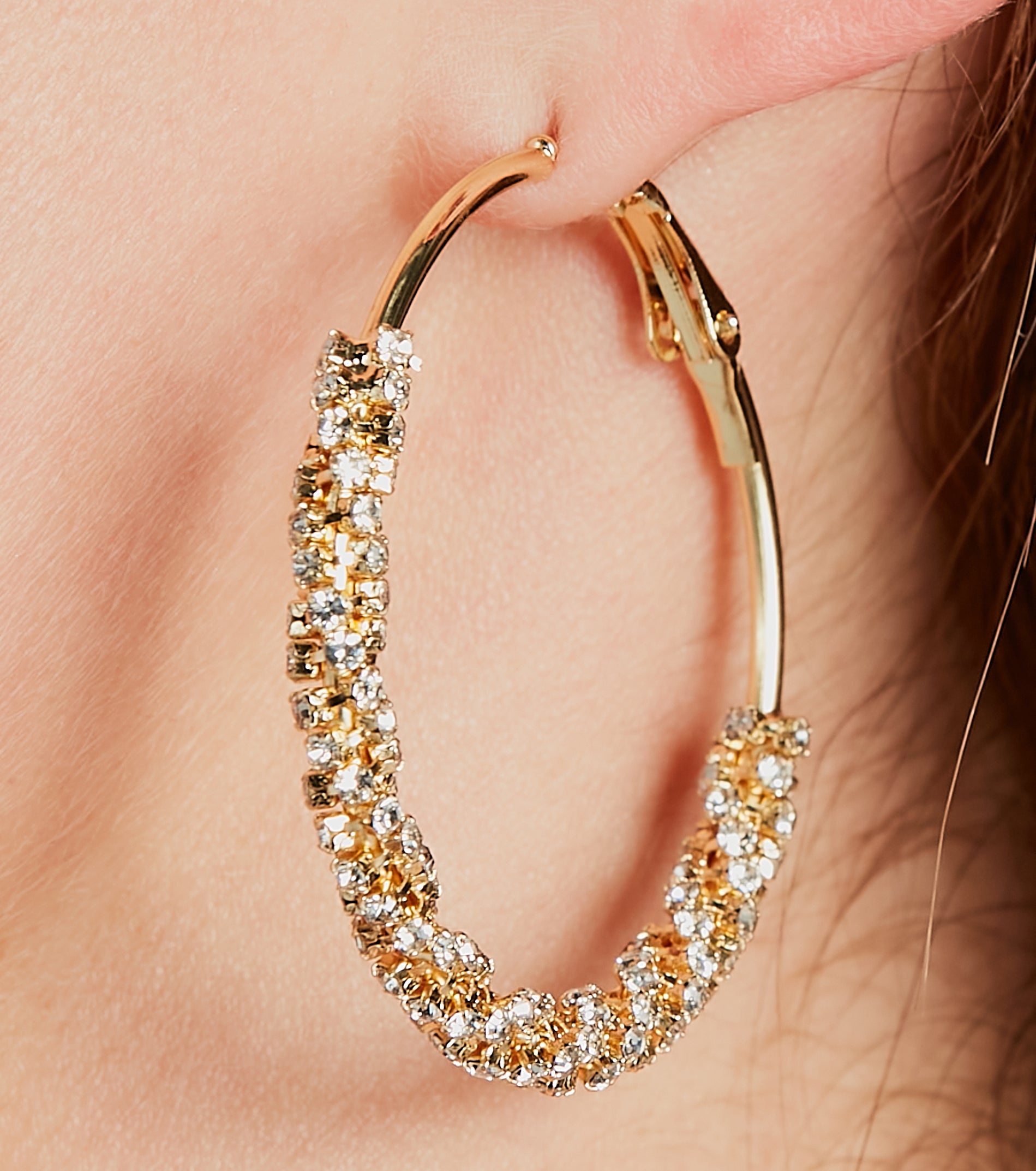 Premium Glamour Rhinestone Hoop Earrings