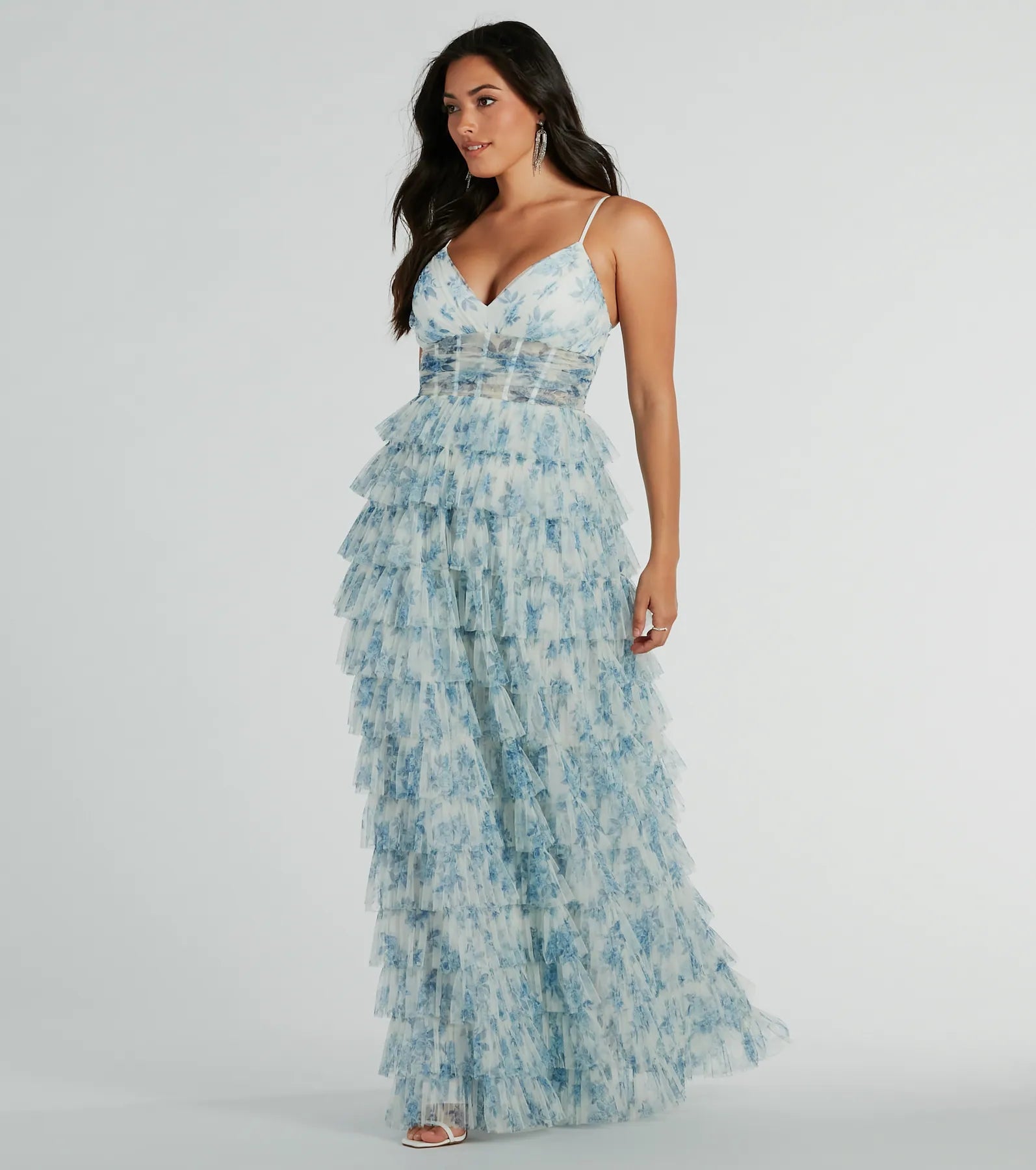 Premium Halle Corset Ruffle A-Line Floral Formal Dress - Ultimate Elegance