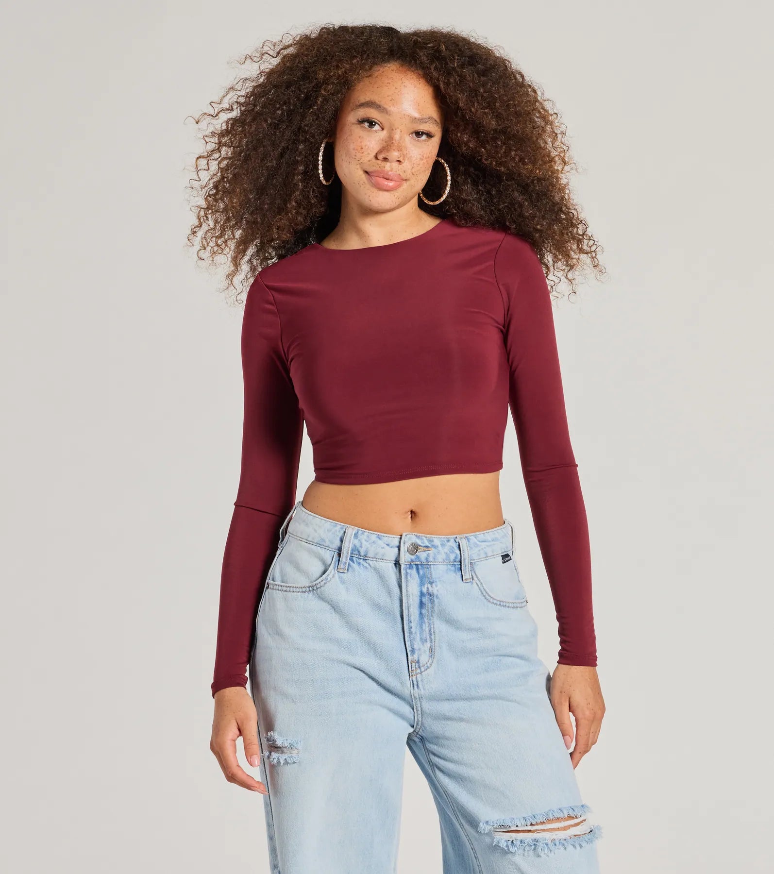 Ultimate Stop & Stare Backless Long Sleeve Crop Top