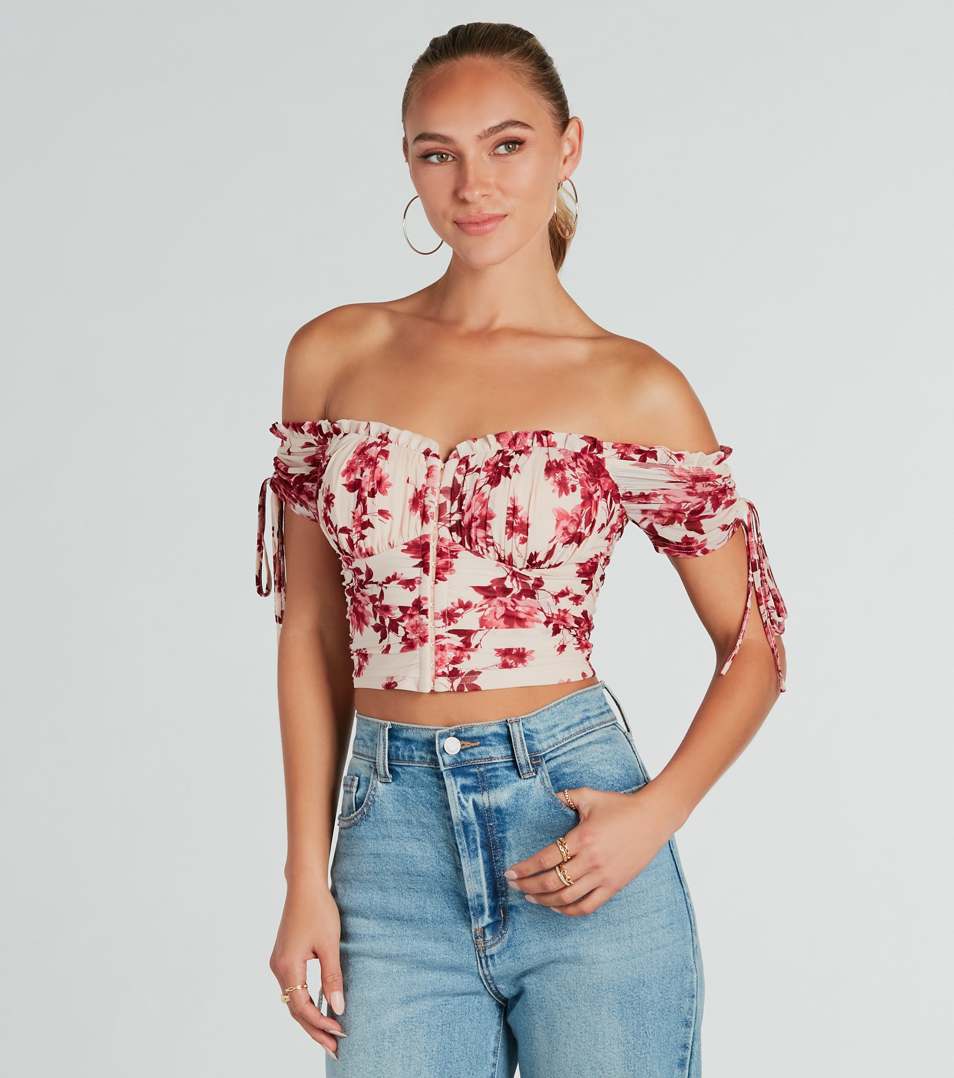 Ultimate Floral Off-The-Shoulder Corset Top - Pretty Babe Edition