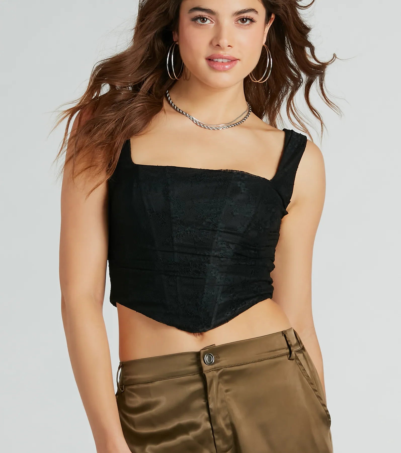 Ultimate Flirty Vibes Ruched Lace Corset Top