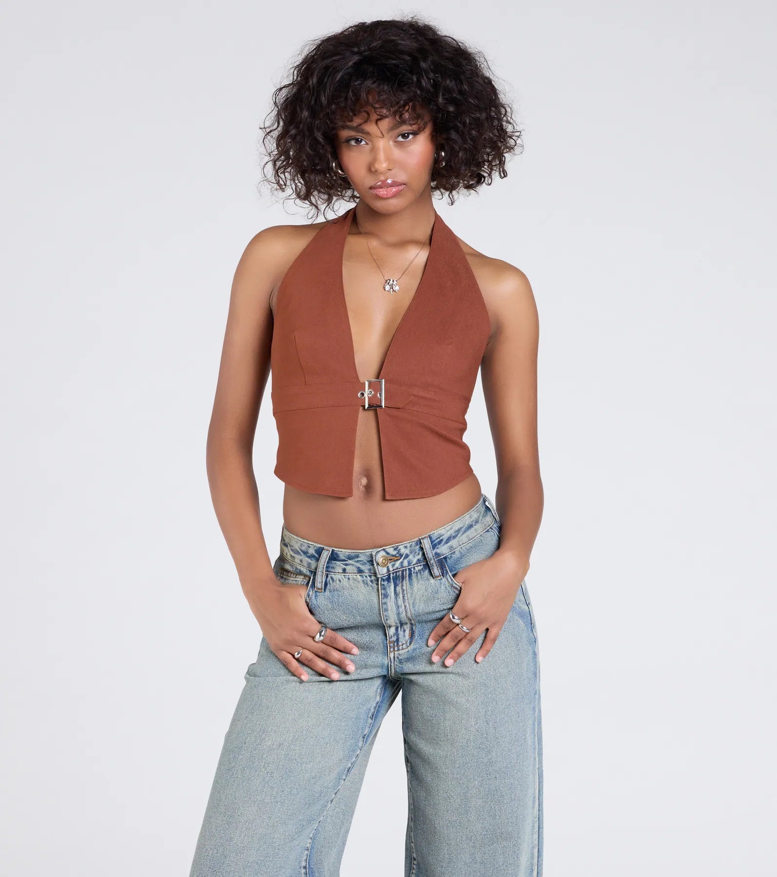 Ultimate Sultry Buckle Strap Halter Crop Top - Trendy & Chic