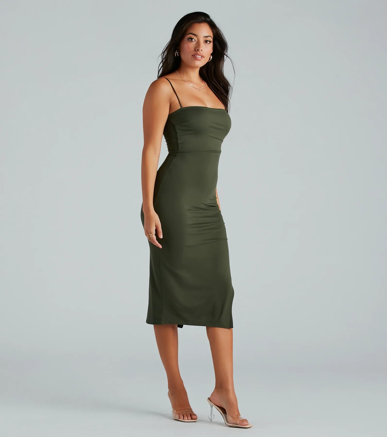 Ultimate Cute Sleeveless Ruched Slit Midi Dress - Upgrade Your Style