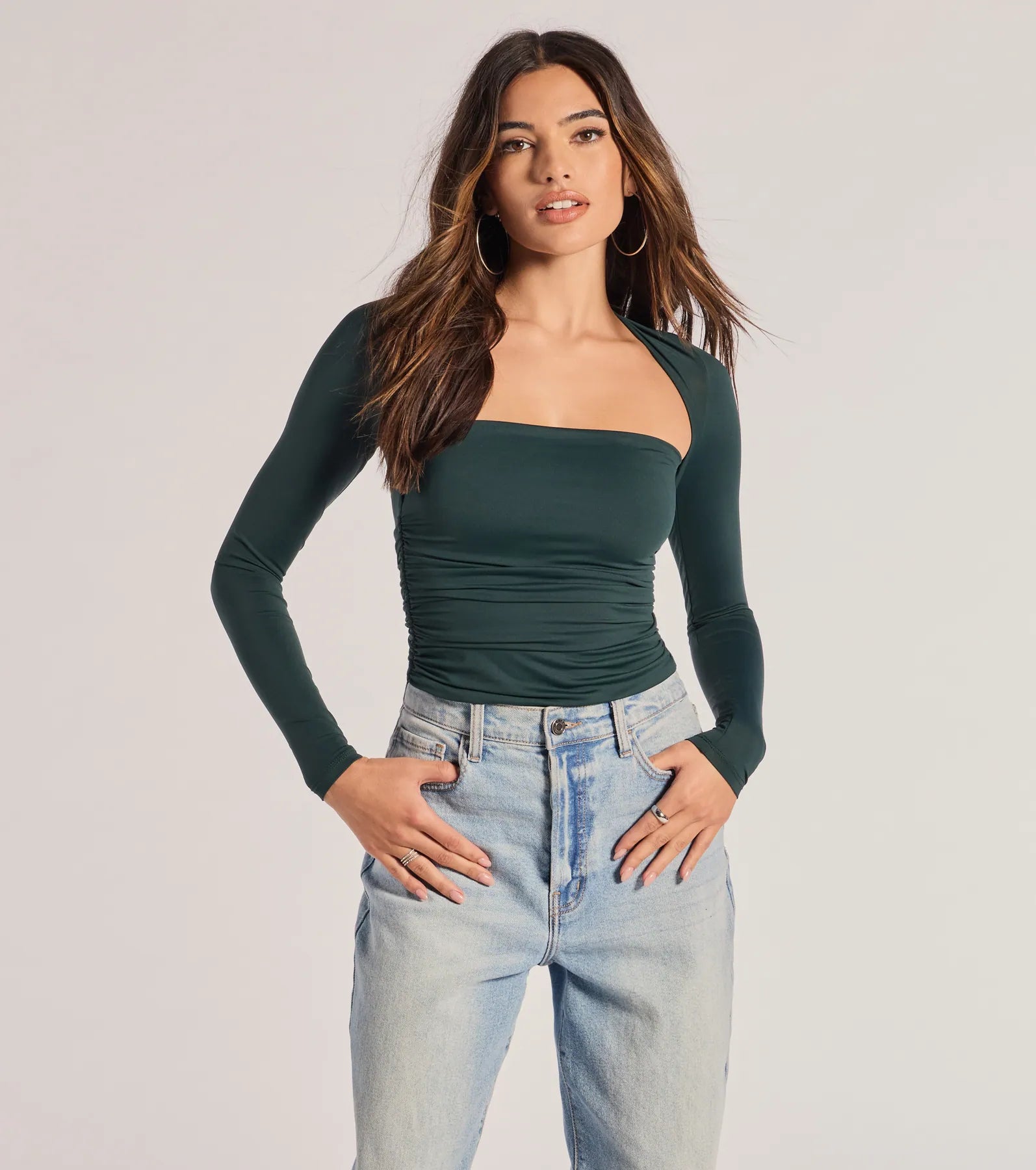 Premium Ruched Long Sleeve Top - Effortless Elegance