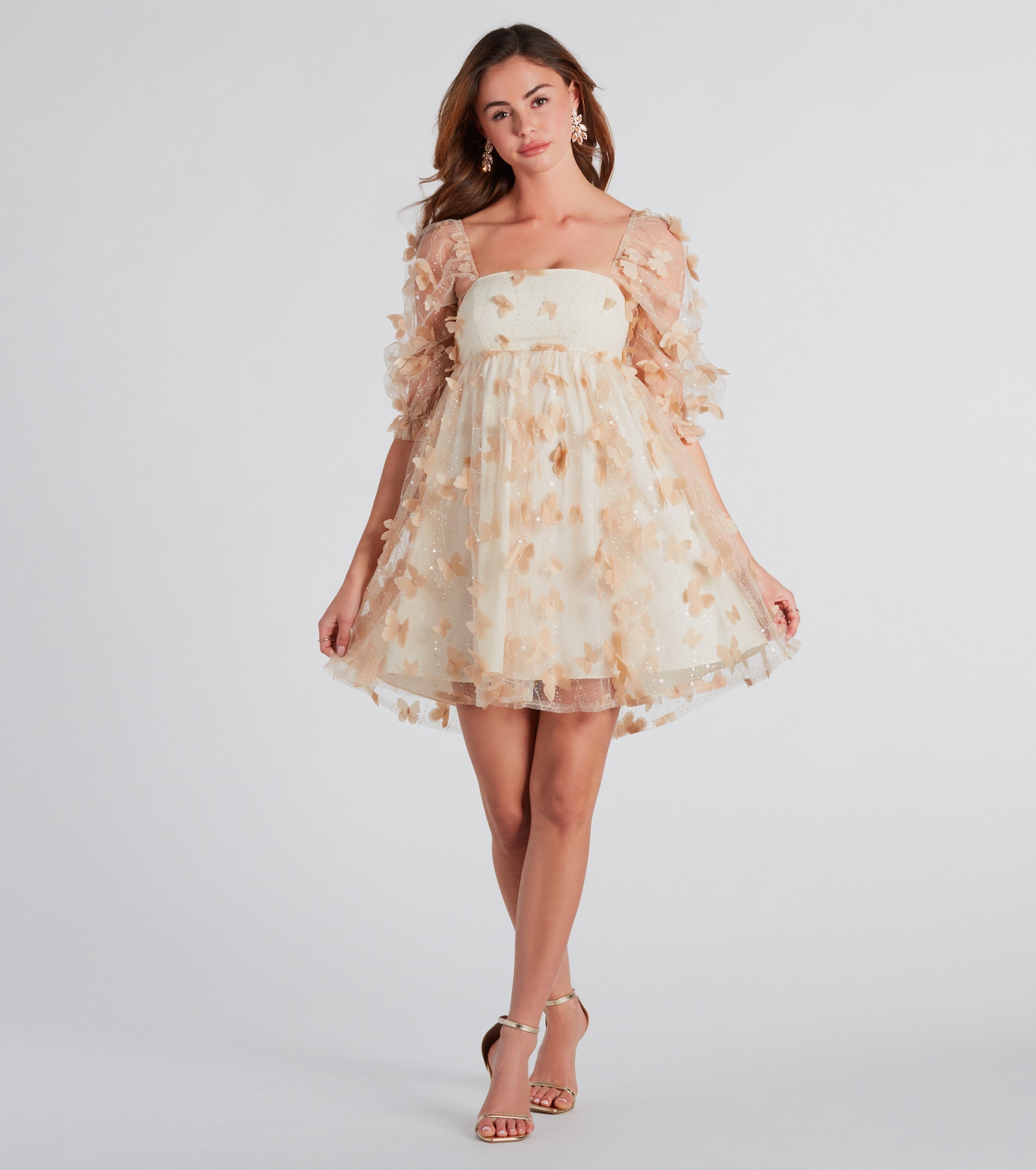 Ultimate Butterfly Princess Square Neck Babydoll Dress - Whimsical Elegance