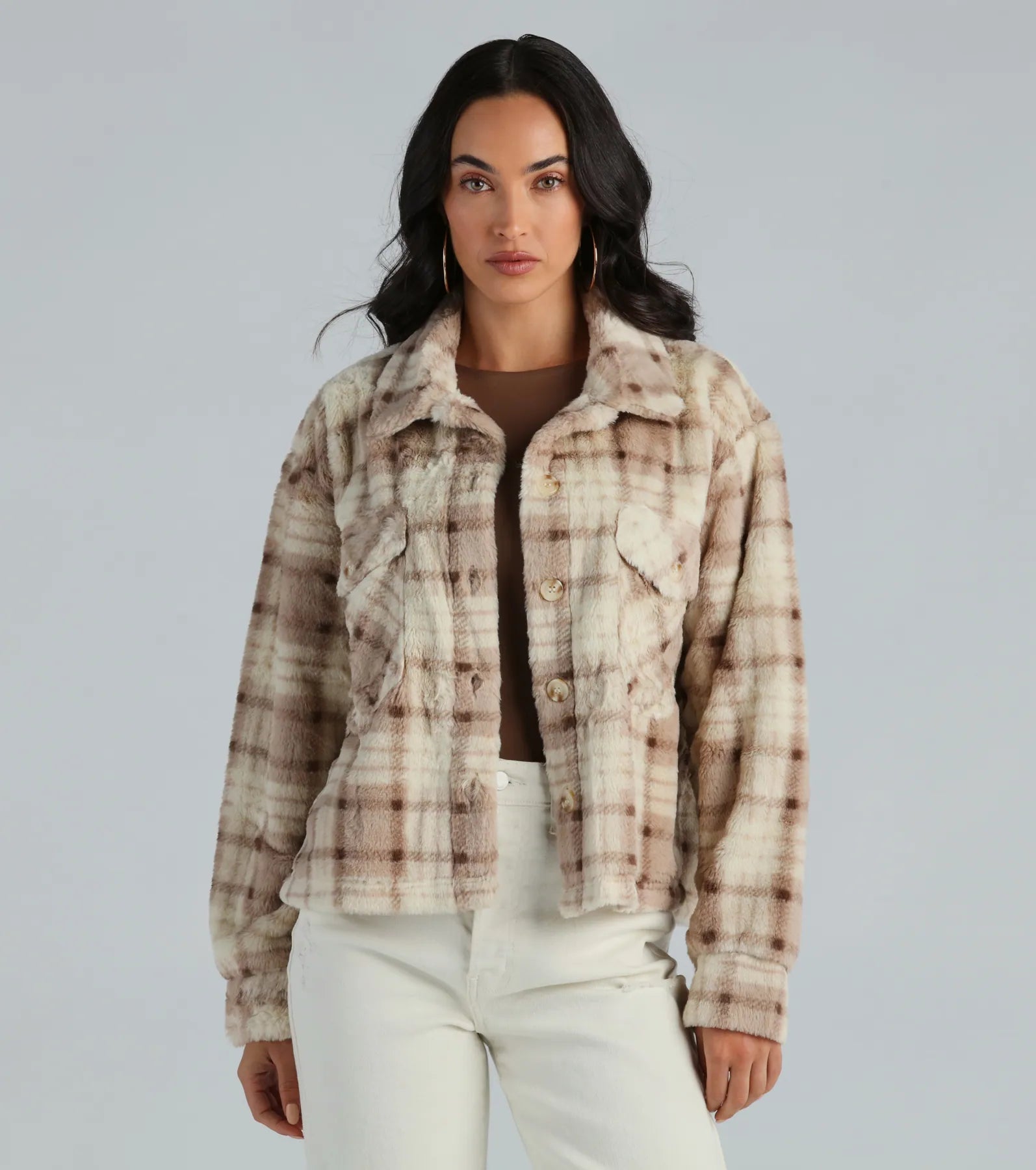 Ultimate Cozy Days Faux Fur Plaid Shacket - Premium Winter Wear