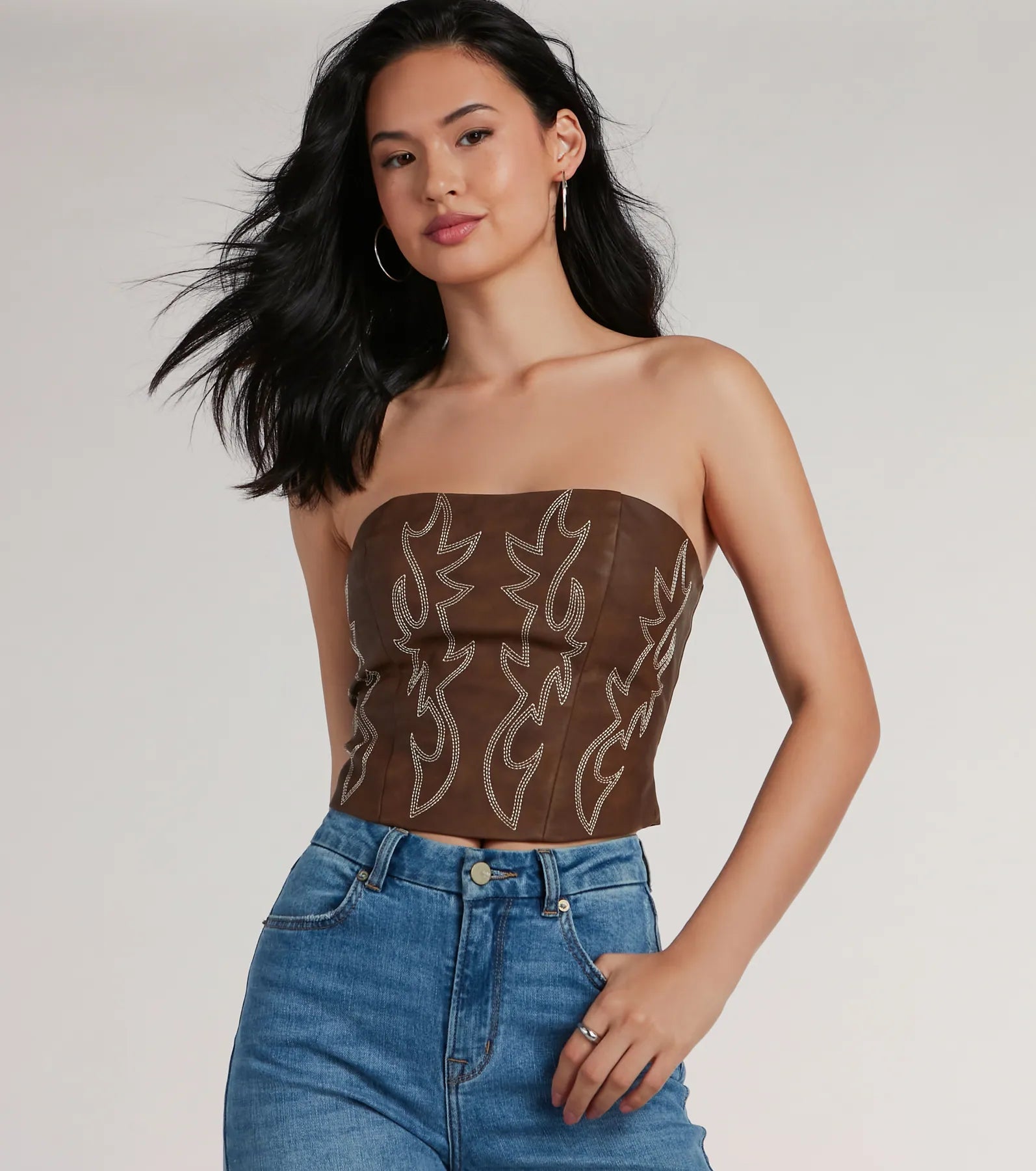 Ultimate Western Faux Leather Corset Top - Cute Country Style