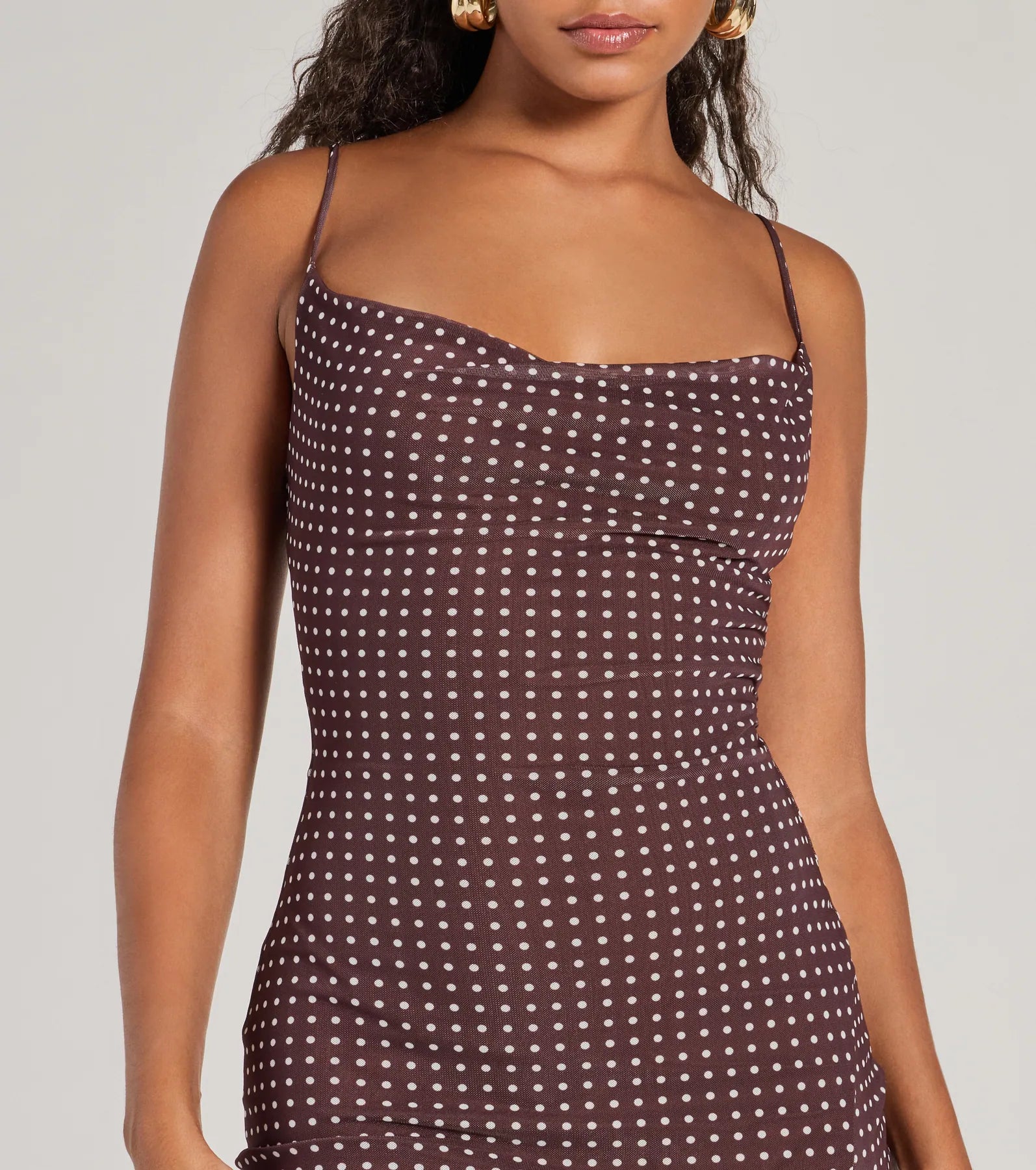 Ultimate Polka Dot Cowl Neck Midi Dress - Class Act Collection