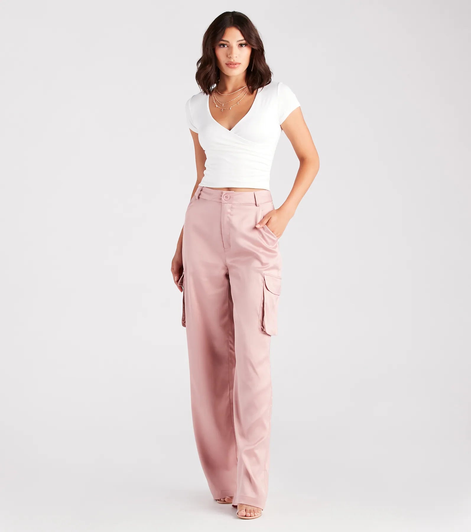 Premium Satin Straight-Leg Cargo Pants - Elevate Your Style