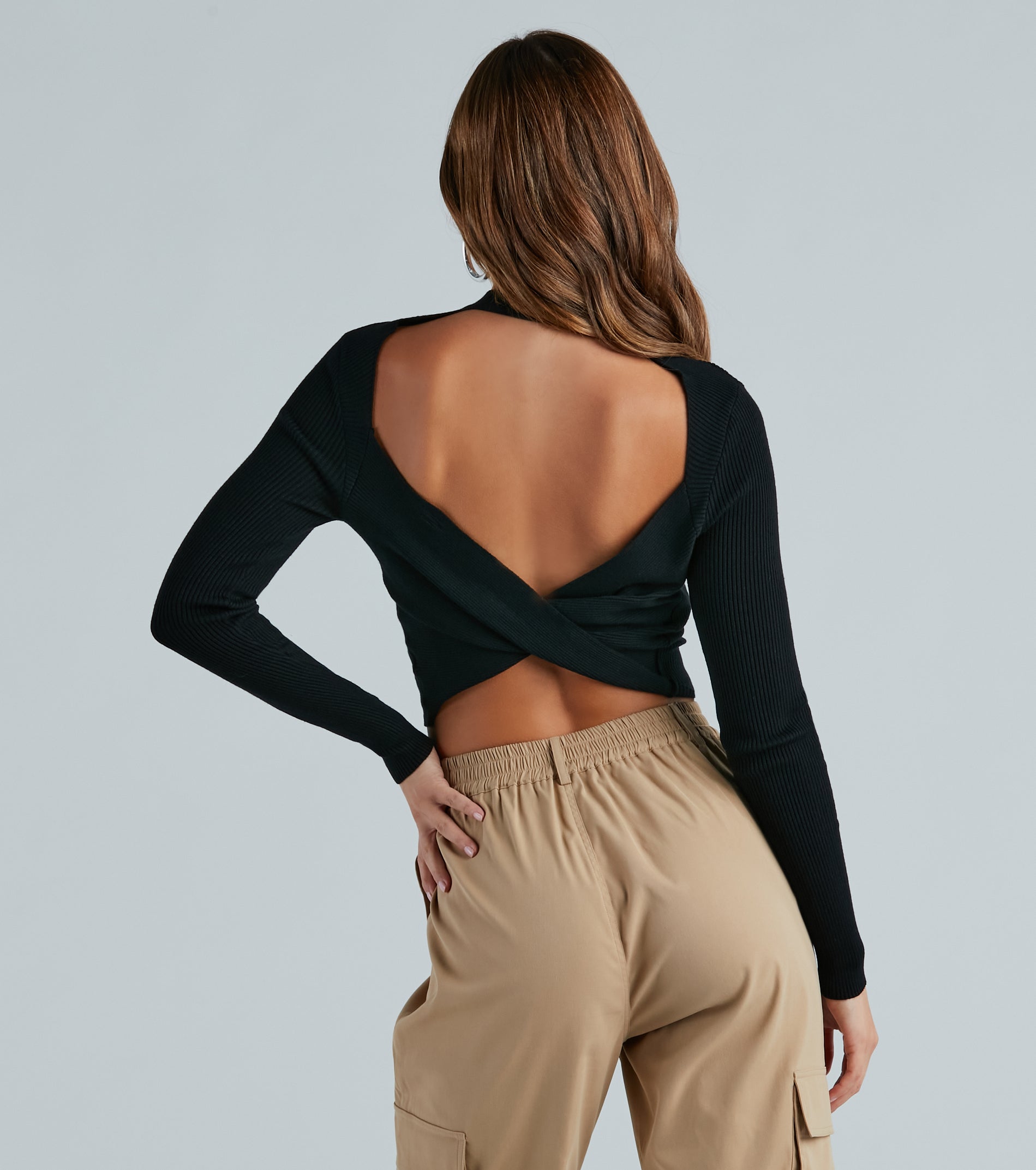 Ultimate Chic Open Back Ribbed Sweater Top