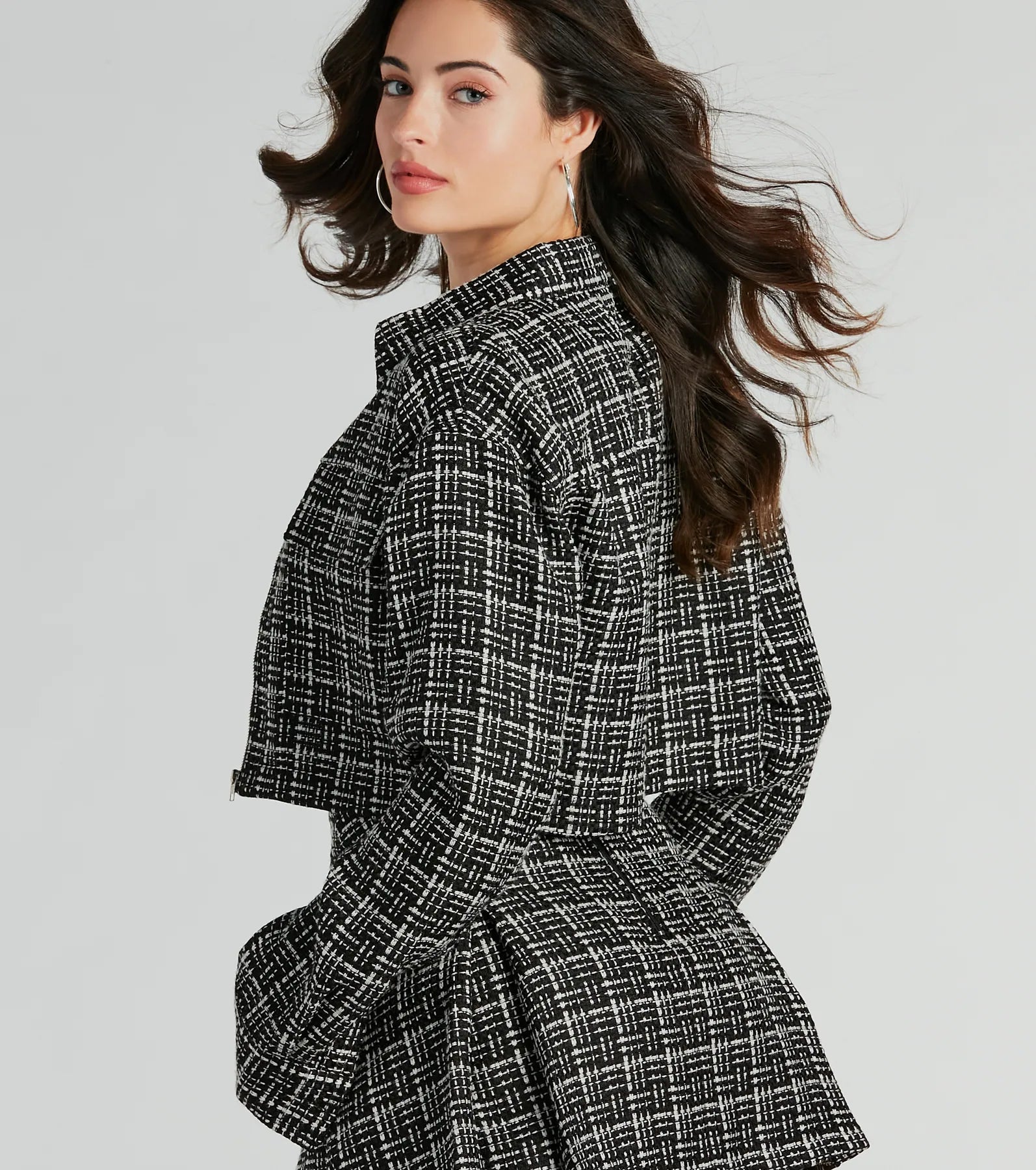 Premium Zip-Up Tweed Plaid Shacket - Ultimate Sophistication