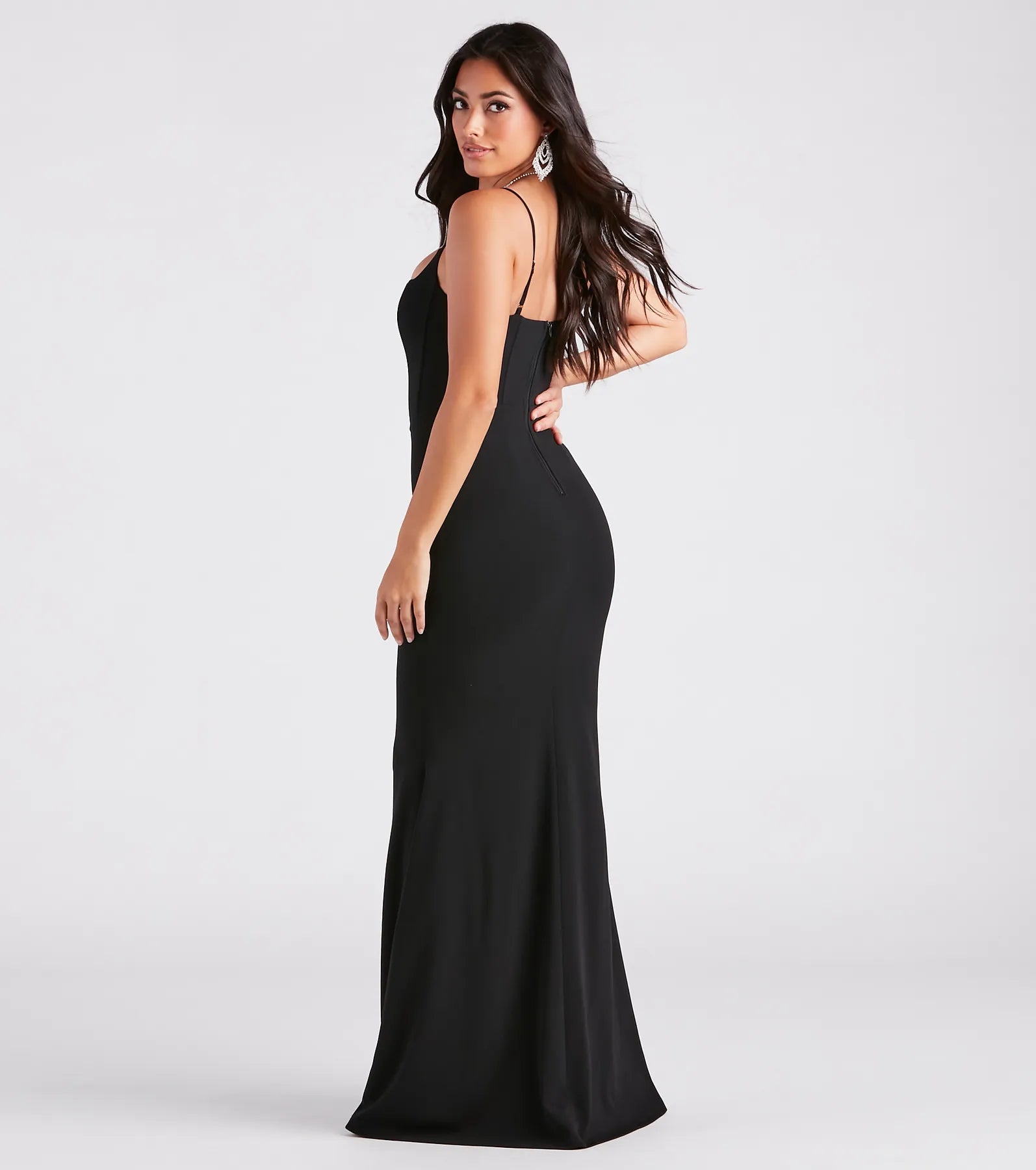 Premium Klarissa Elegant Crepe Mermaid Gown