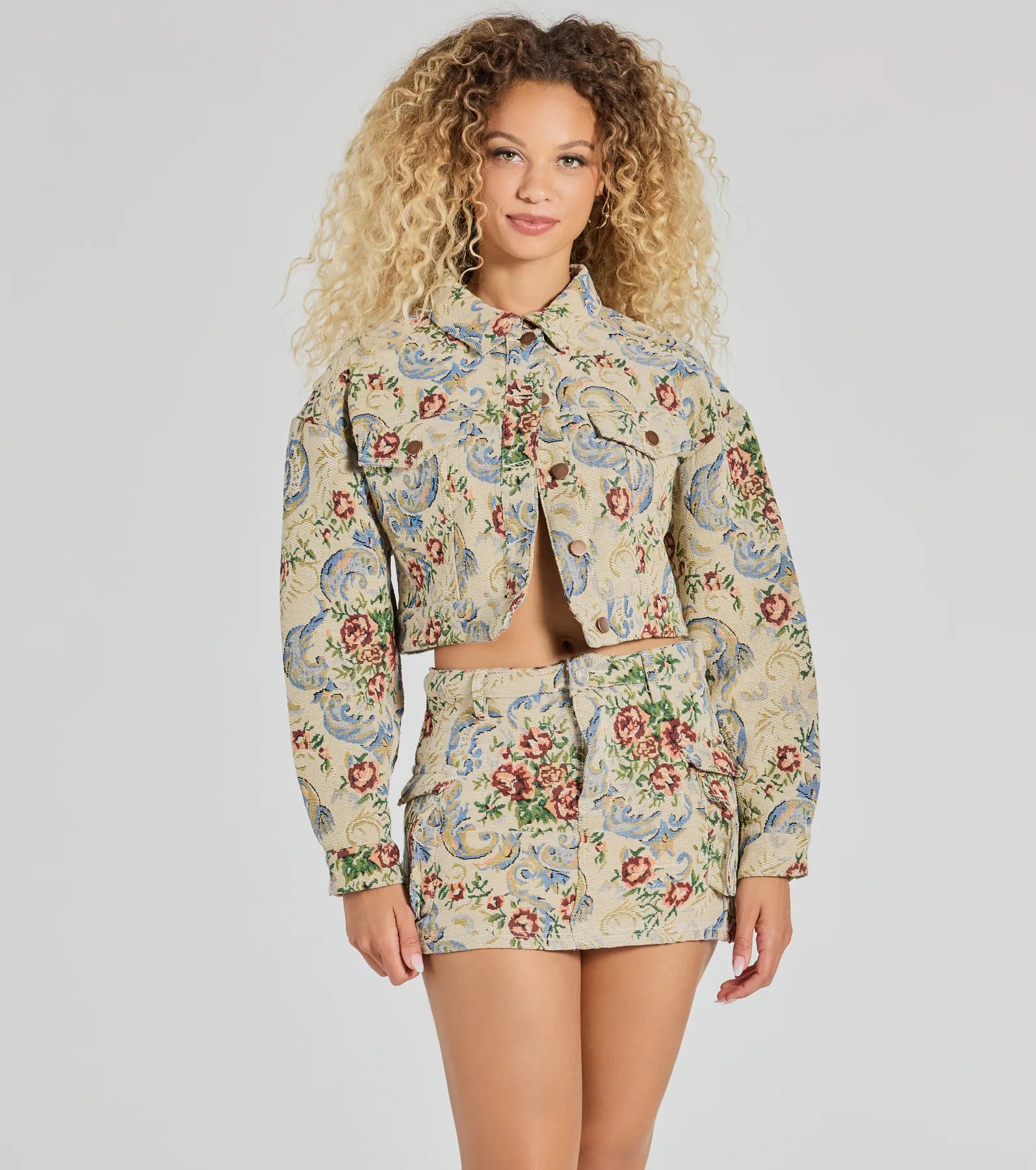 Premium Floral Tapestry Cropped Jacket - Ultimate Style Upgrade