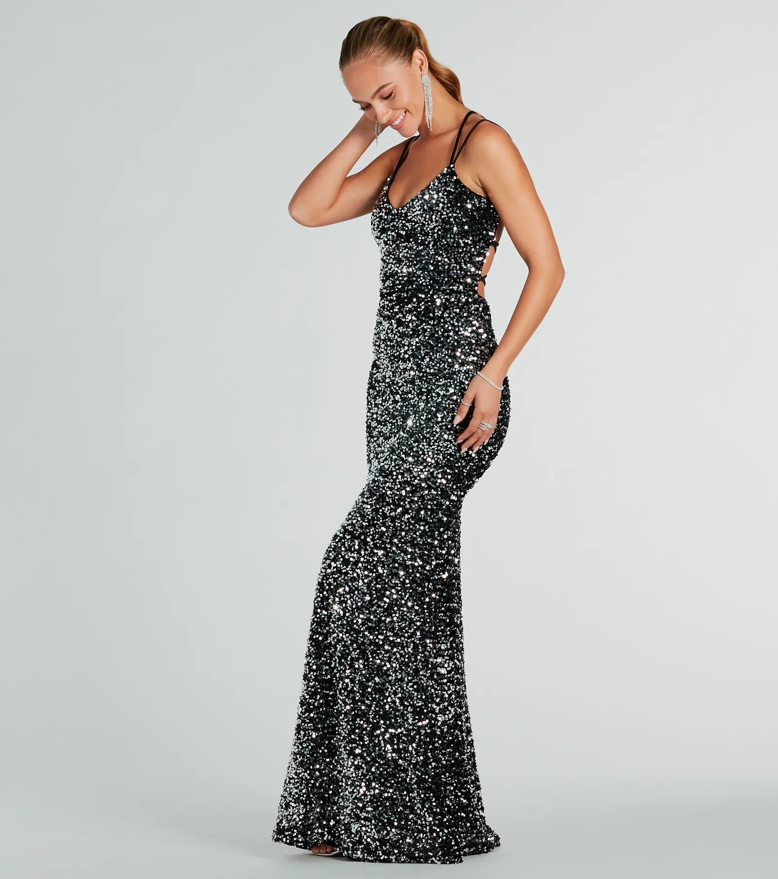 Premium Kiara Glamour Sequin Velvet Mermaid Gown