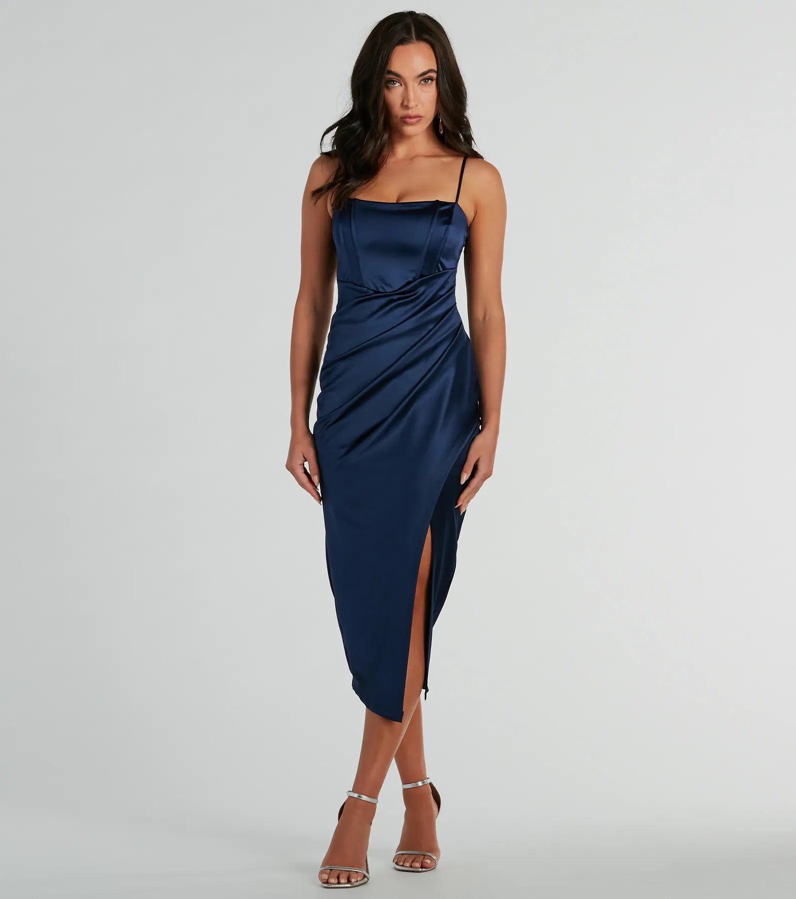 Premium Harriet Satin Corset Midi Dress - Ultimate Formal Wear