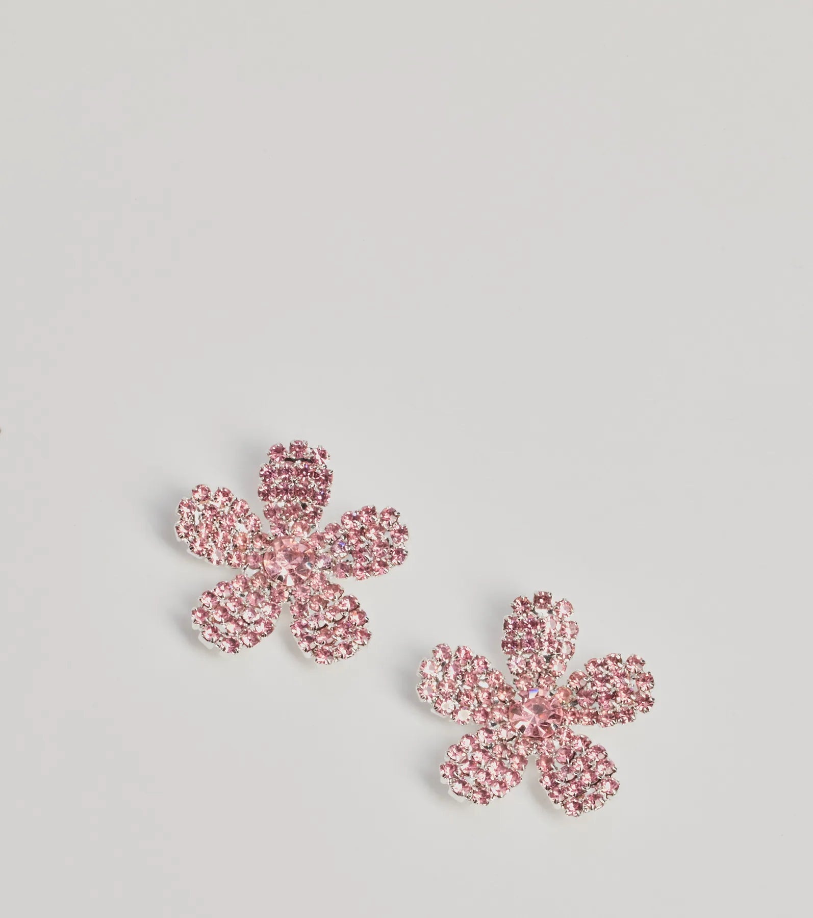 Premium Glam Rhinestone Flower Stud Earrings