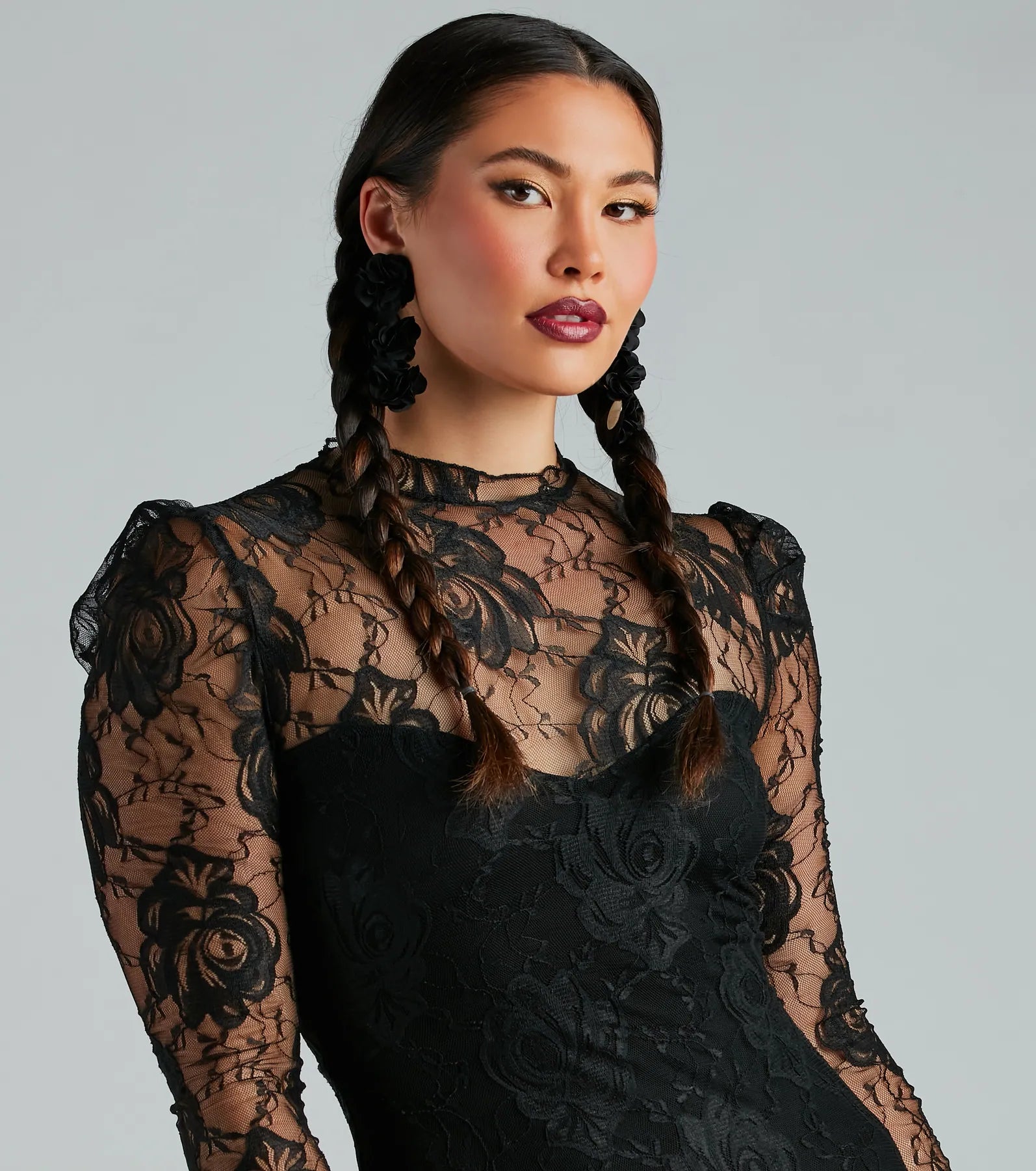 Ultimate Iconic Rose Lace Mini Dress - Goth-Chic Style