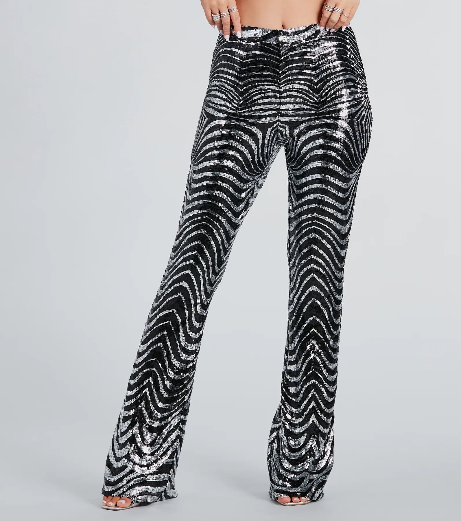 Ultimate Glam Sequin Swirl Flare Pants