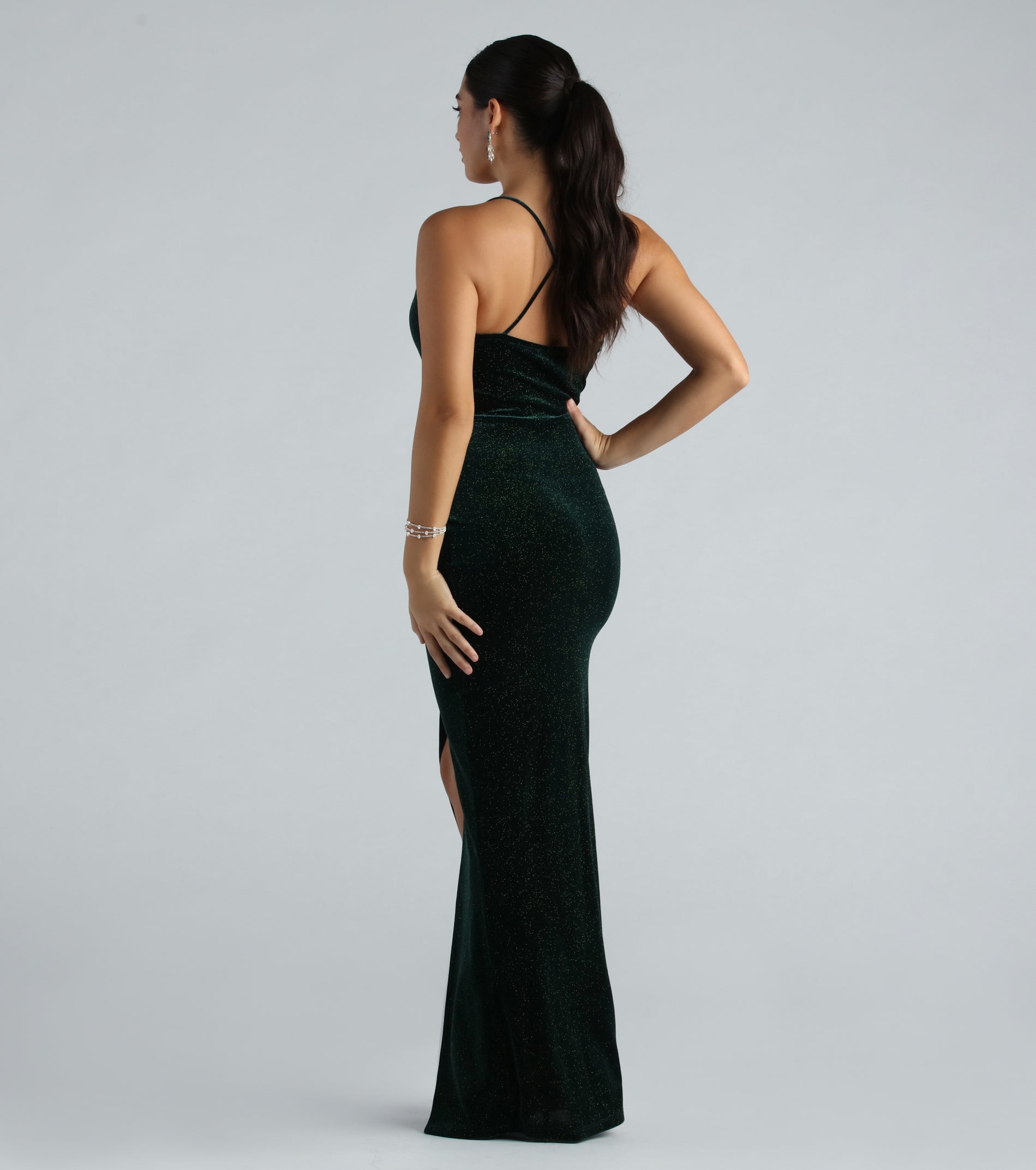 Ultimate Glamour: Prianka Glitter Velvet Evening Dress