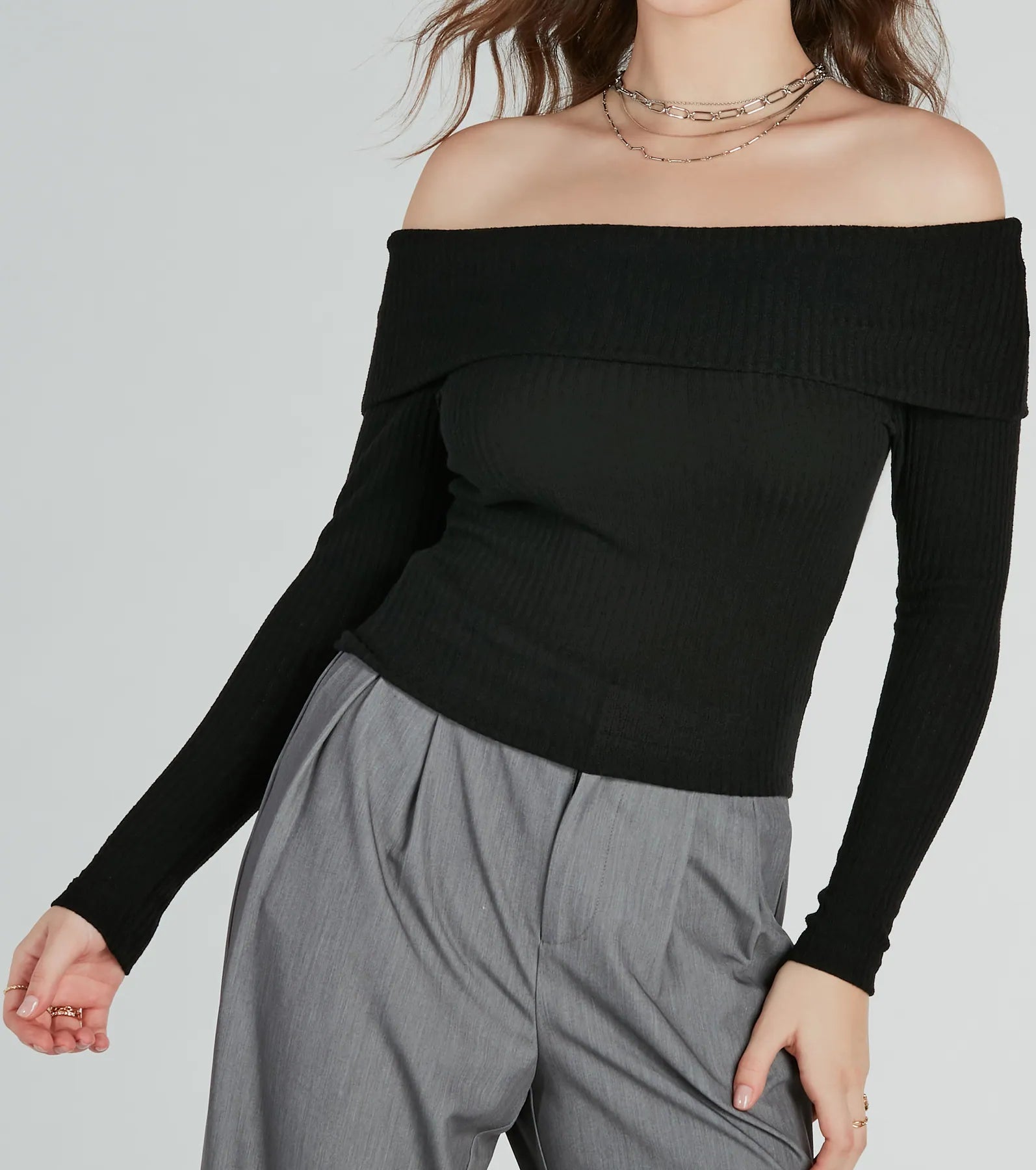 Ultimate Chic Off-The-Shoulder Long Sleeve Top - Elevate Your Style