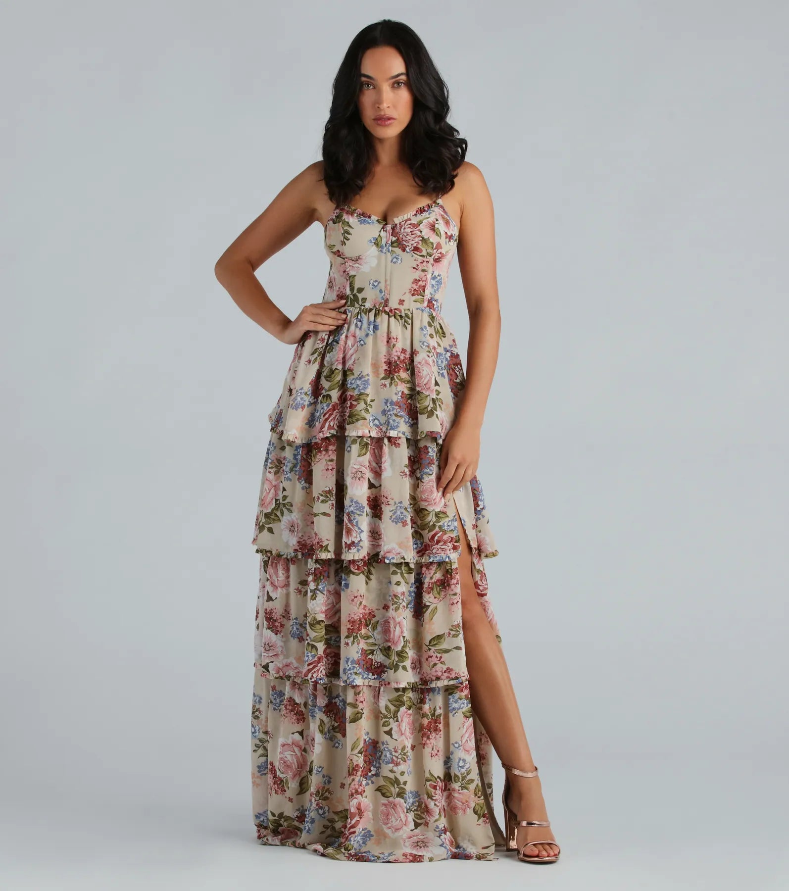 Ultimate Natalie Floral Ruffle A-Line Dress for Bridesmaids & Formal Events