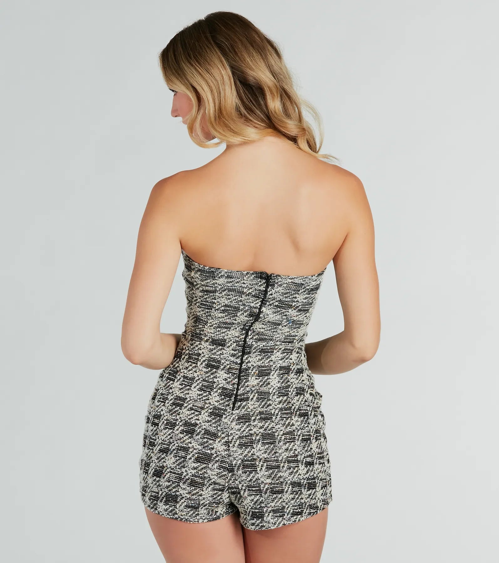 Ultimate Strapless Plaid Skort Romper - Posh & Playful