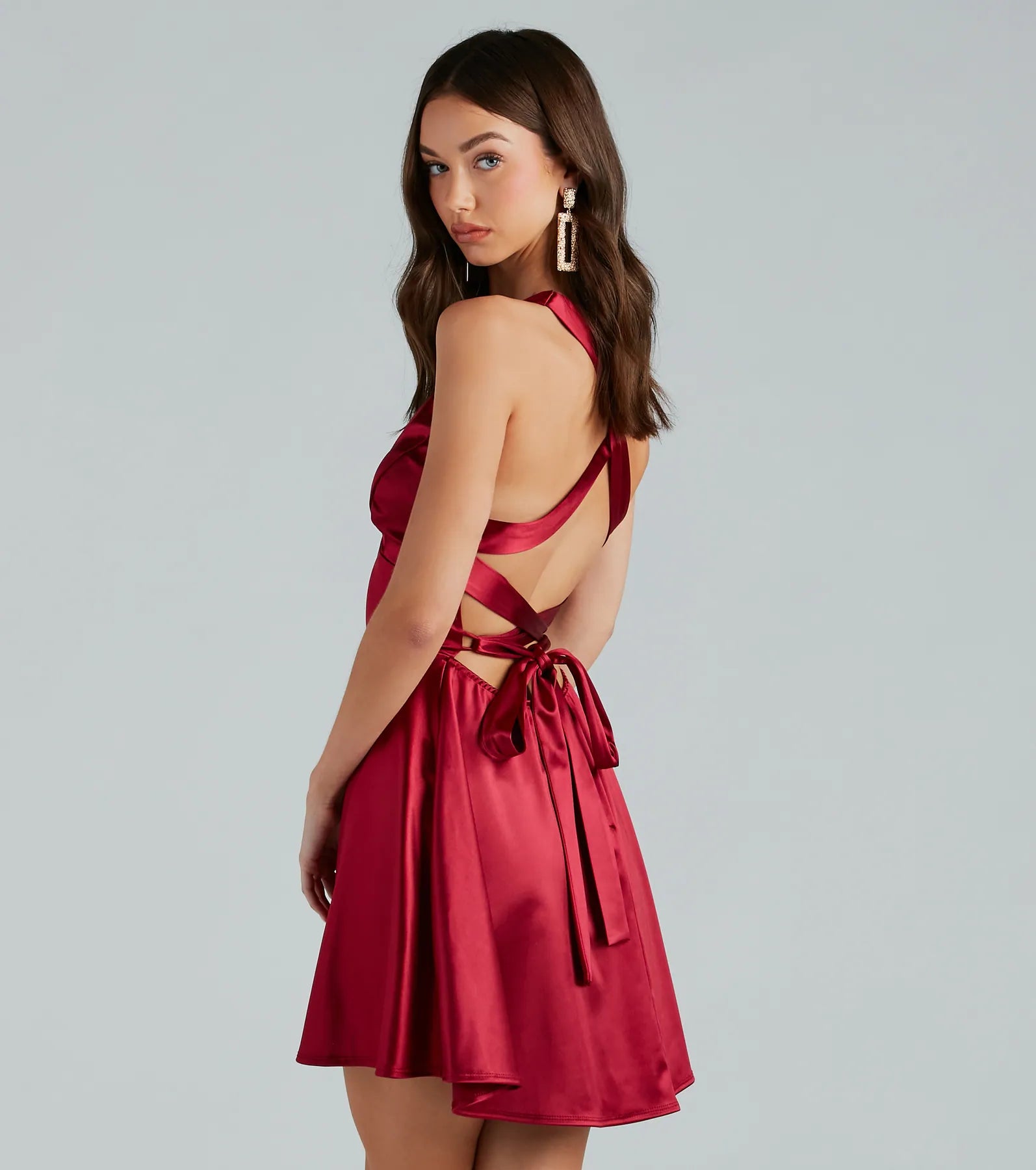 Ultimate Macie Satin Lace-Up Party Dress