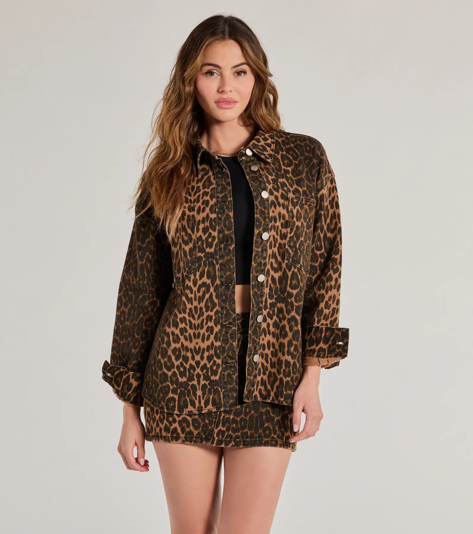 Ultimate Leopard Print Denim Shacket - Bold & Fierce Style