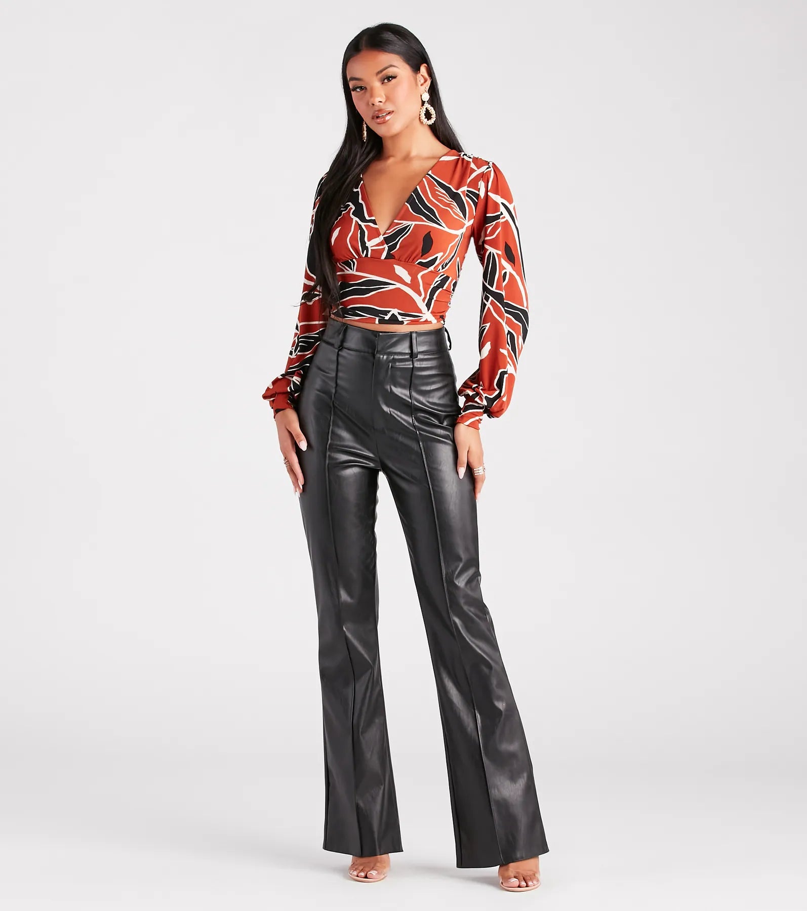 Premium Abstract Surplice Crop Top - Ultimate Style Statement